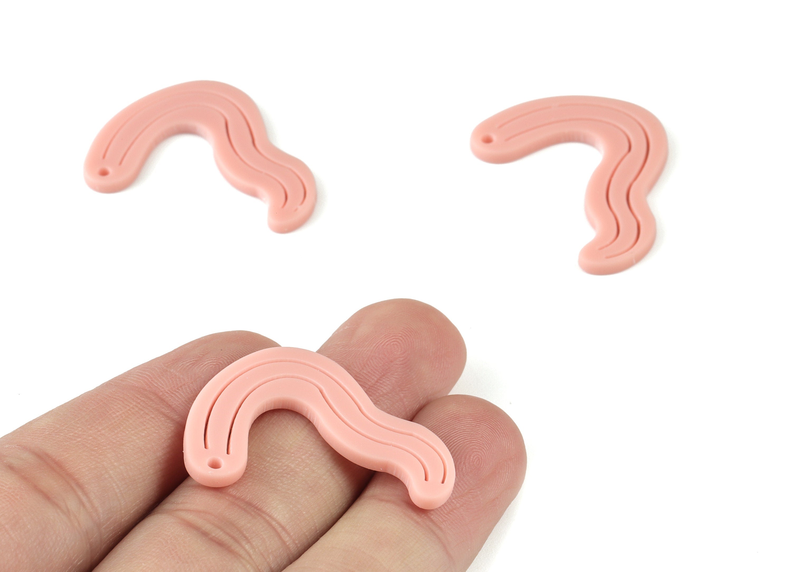 Acrylic Pink Worn Earring Charms - Acrylic Worn Pendant - Jewelry Supplies - Color Code:A560 - 32.85x26.22x2.83mm - AC2125-A560 - DOMEDBAZAAR