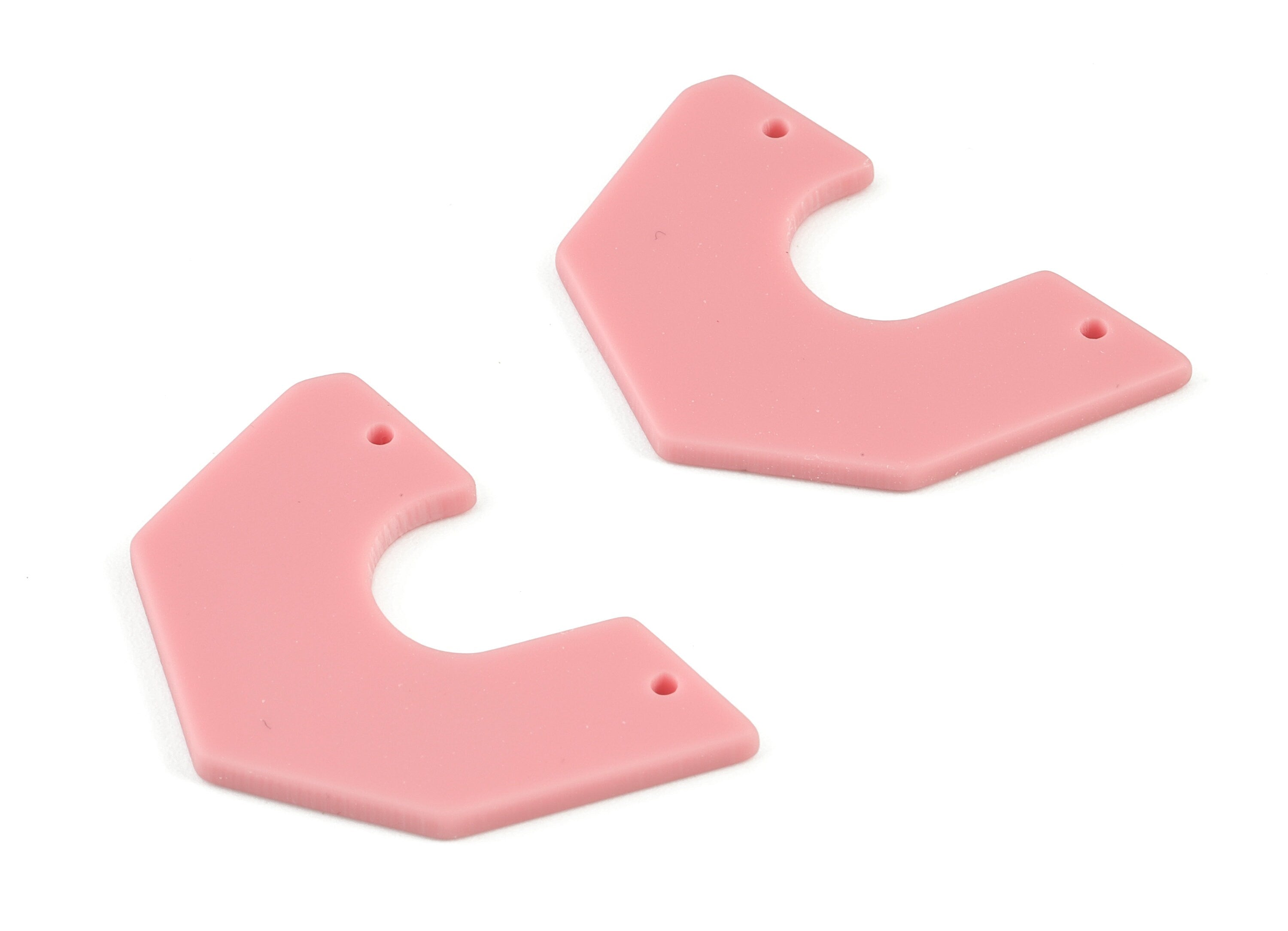 Acrylic Half Heart Earring Connector - Semicircle Pink Half Moon Charms - Jewelry Supplies - Color Code:A471 - 36.4x25.2x1.9mm - AC2102-A471 - DOMEDBAZAAR