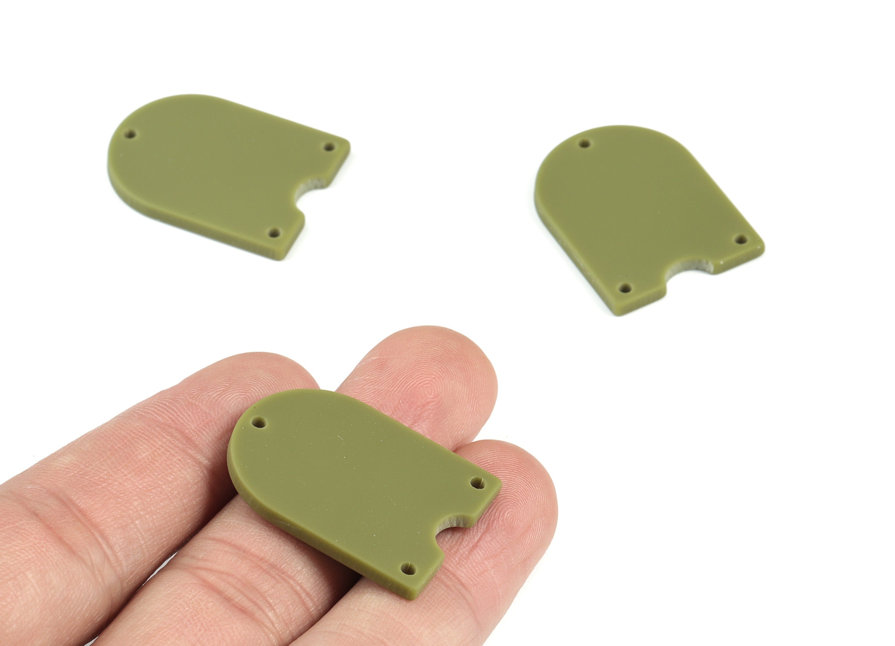 Acrylic Domed Earring Connector - 3 Holes - Acrylic Green Domed Charms - Jewelry Supplies - Color Code:A476 - 29.8x21.99x2mm - AC2104-A476 - DOMEDBAZAAR