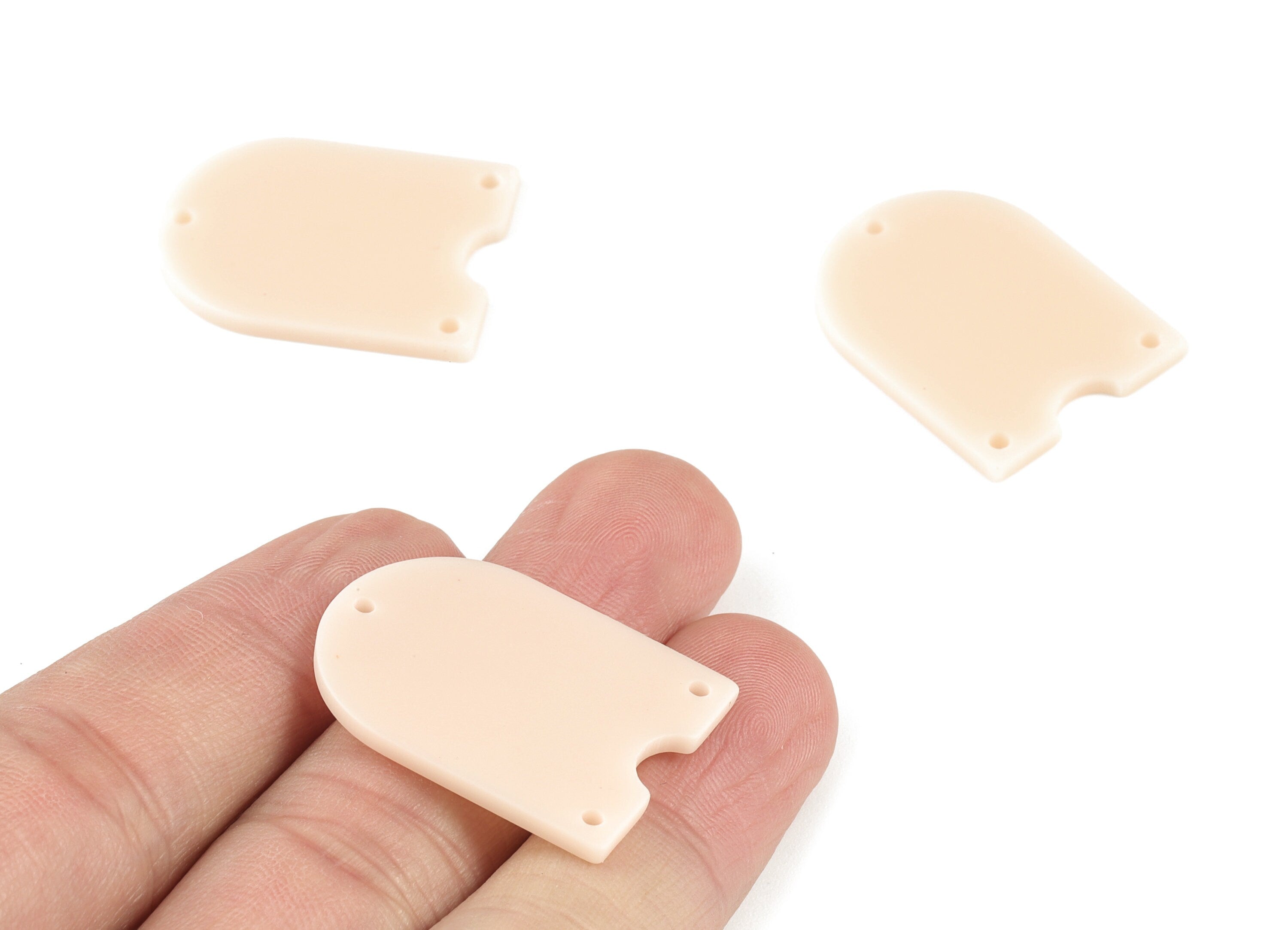 Acrylic Domed Earring Connector - 3 Holes - Acrylic Cream Domed Charms - Jewelry Supplies - Color Code:A523 - 29.8x21.99x2mm - AC2104-A523 - DOMEDBAZAAR