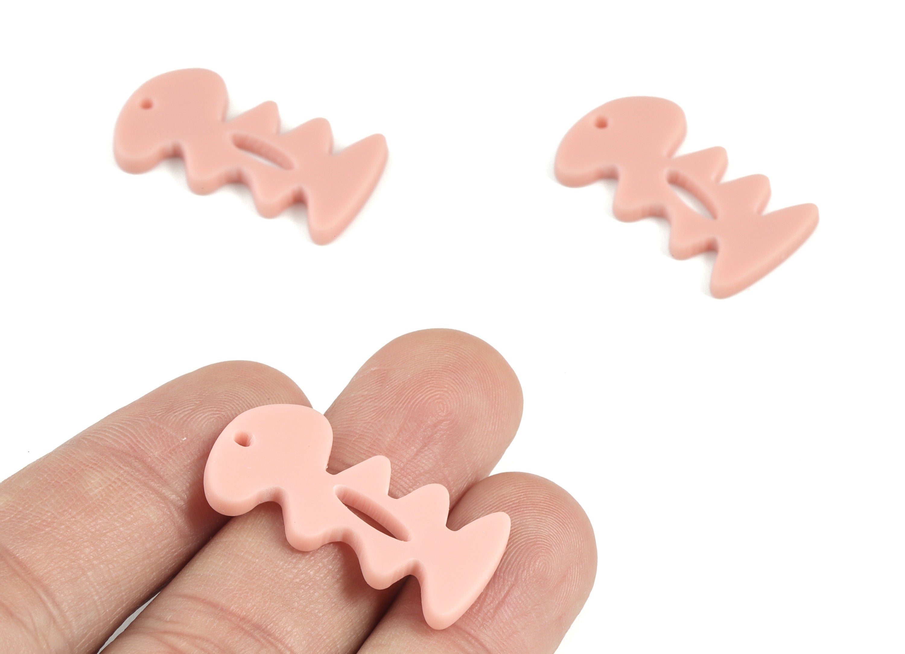 Acrylic Pink Fishbone Earring Charms - Acrylic Mini Earrings - Jewelry Supplies - Color Code:A560 - 29.48x16.41x2.3mm - AC2128-A560 - DOMEDBAZAAR