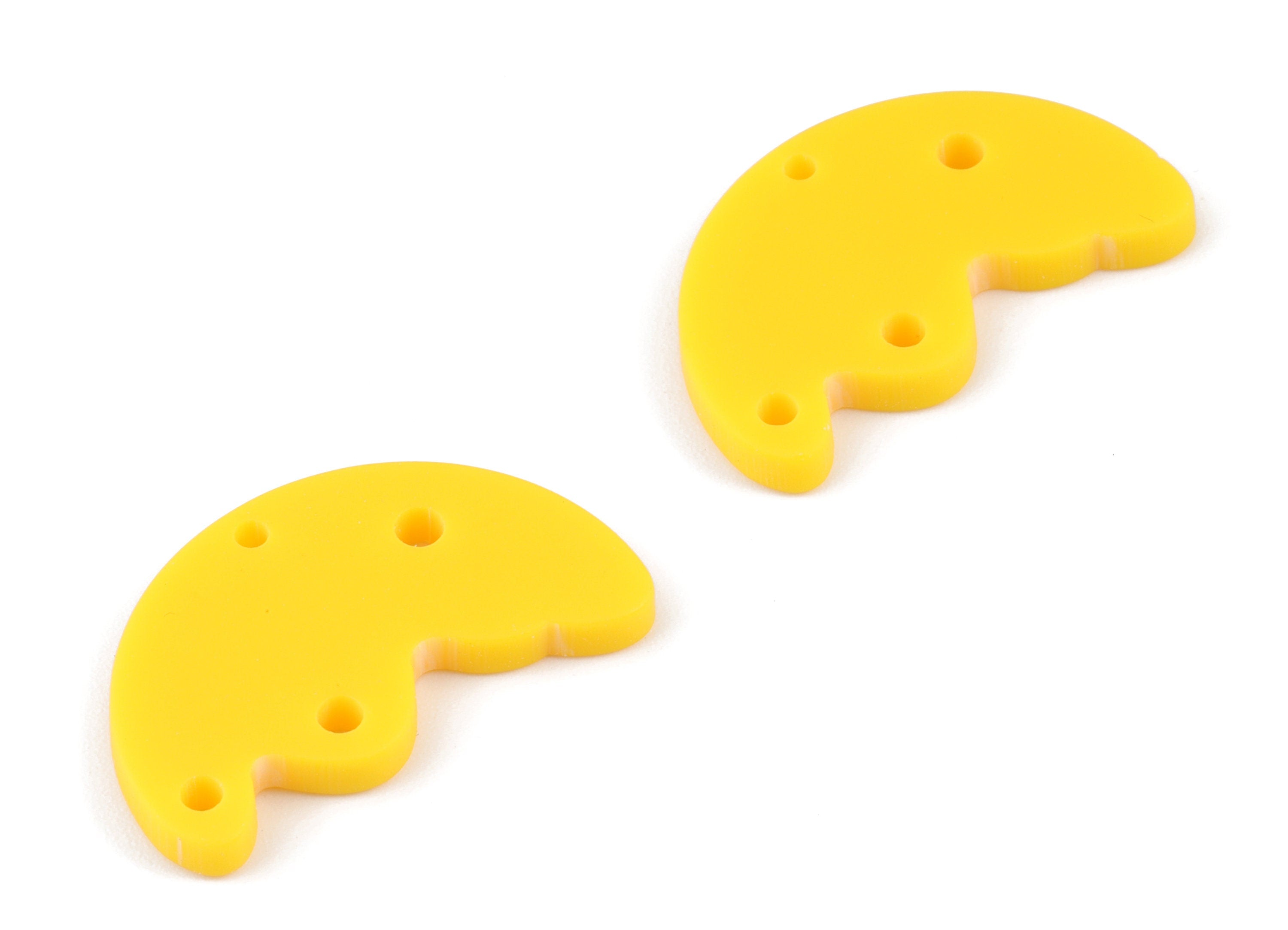 Acrylic Yellow Semicircle Earring Connector - 4 Holes - Acrylic Half Moon Earring Charms - Color Code:A499 - 29.66x17.7x2.94mm - AC2118-A499 - DOMEDBAZAAR