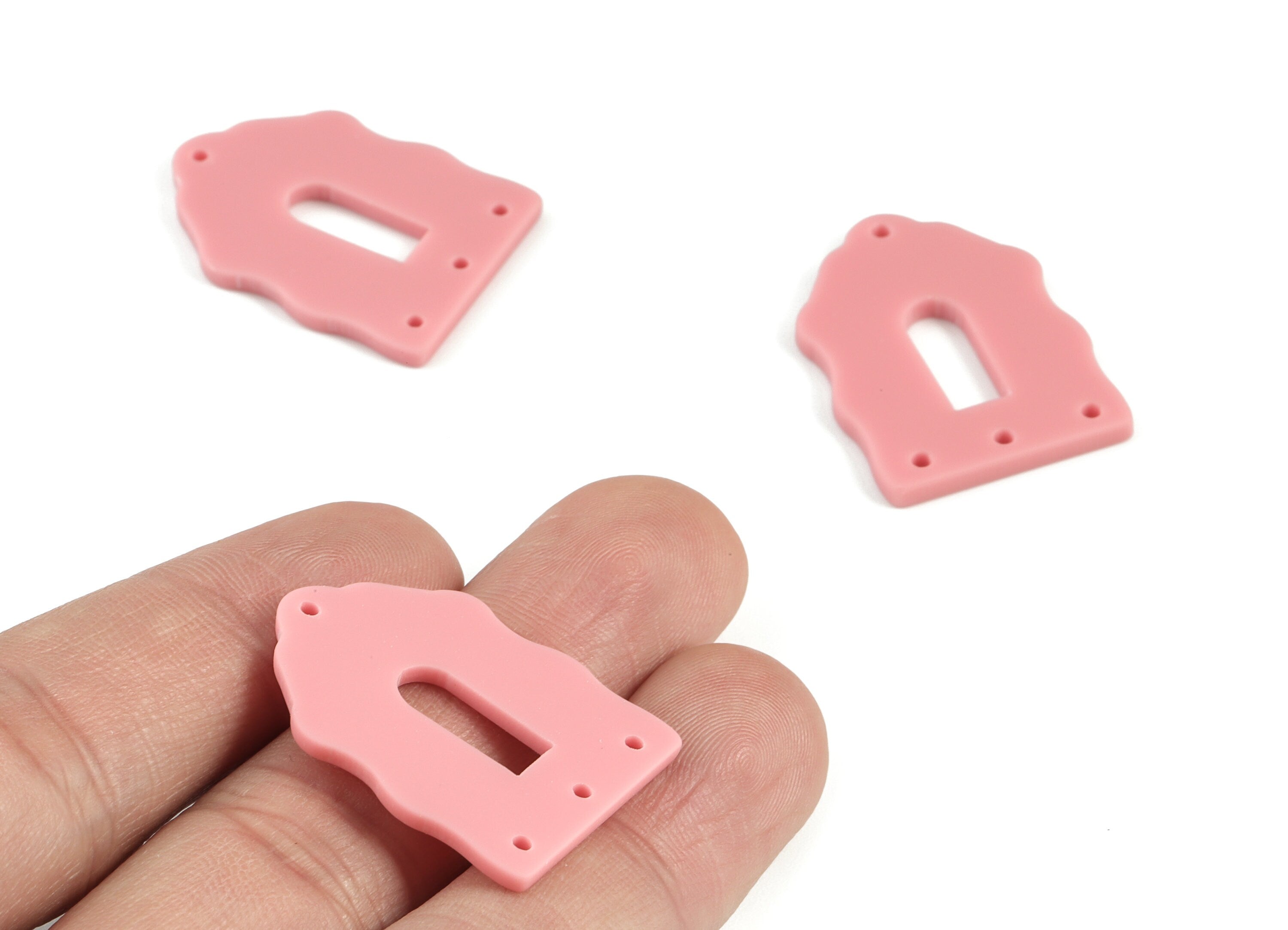 Acrylic Pink Home Earring Connector - Acrylic Home Earring Charms - Jewelry Supplies - Color Code:A471 - 29.52x21.98x1.82mm - AC2119-A471 - DOMEDBAZAAR