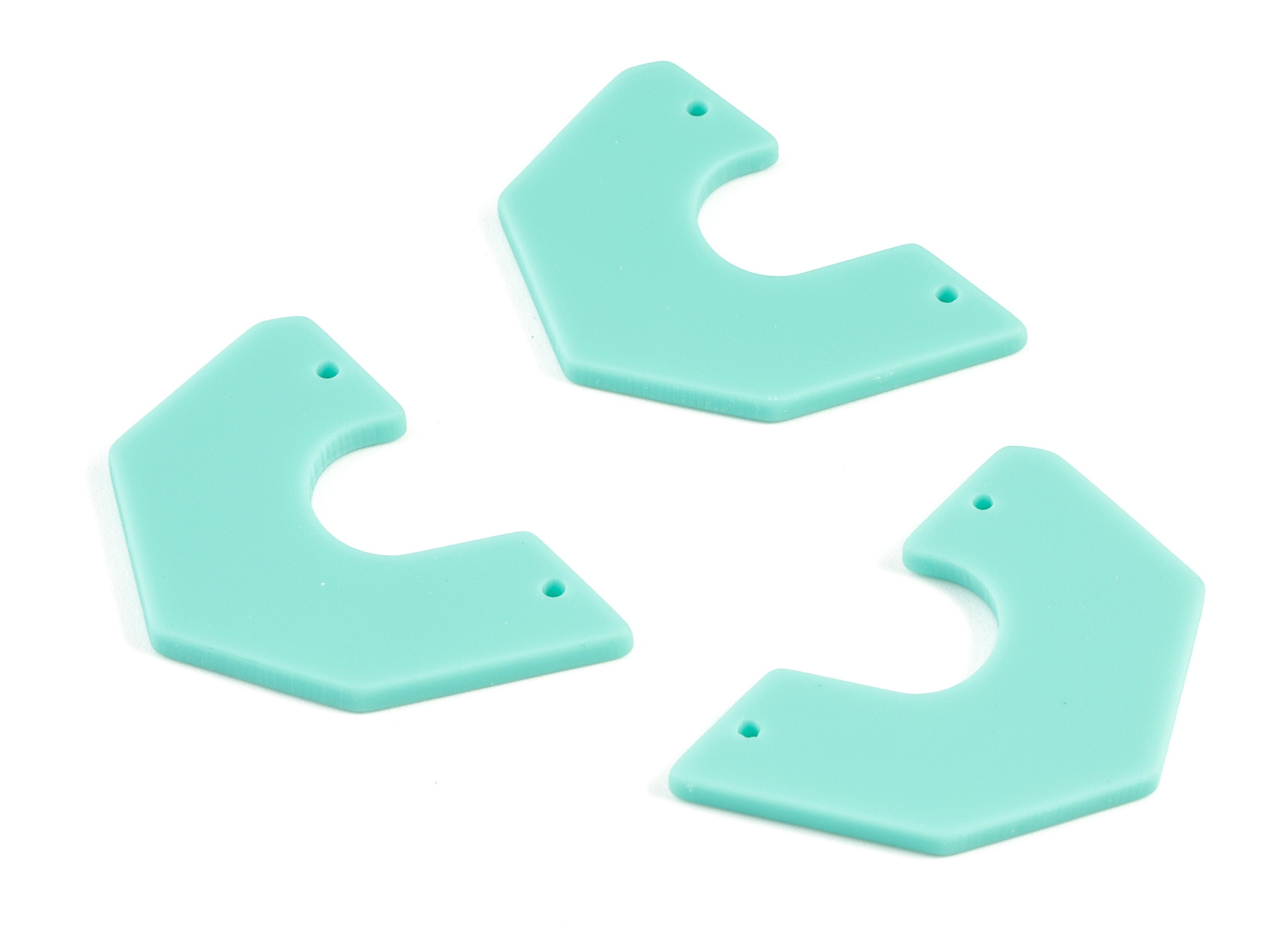 Acrylic Half Heart Earring Connector - Semicircle Green Half Moon Charm - Jewelry Supplies - Color Code:A467 - 36.4x25.2x1.9mm - AC2102-A467 - DOMEDBAZAAR