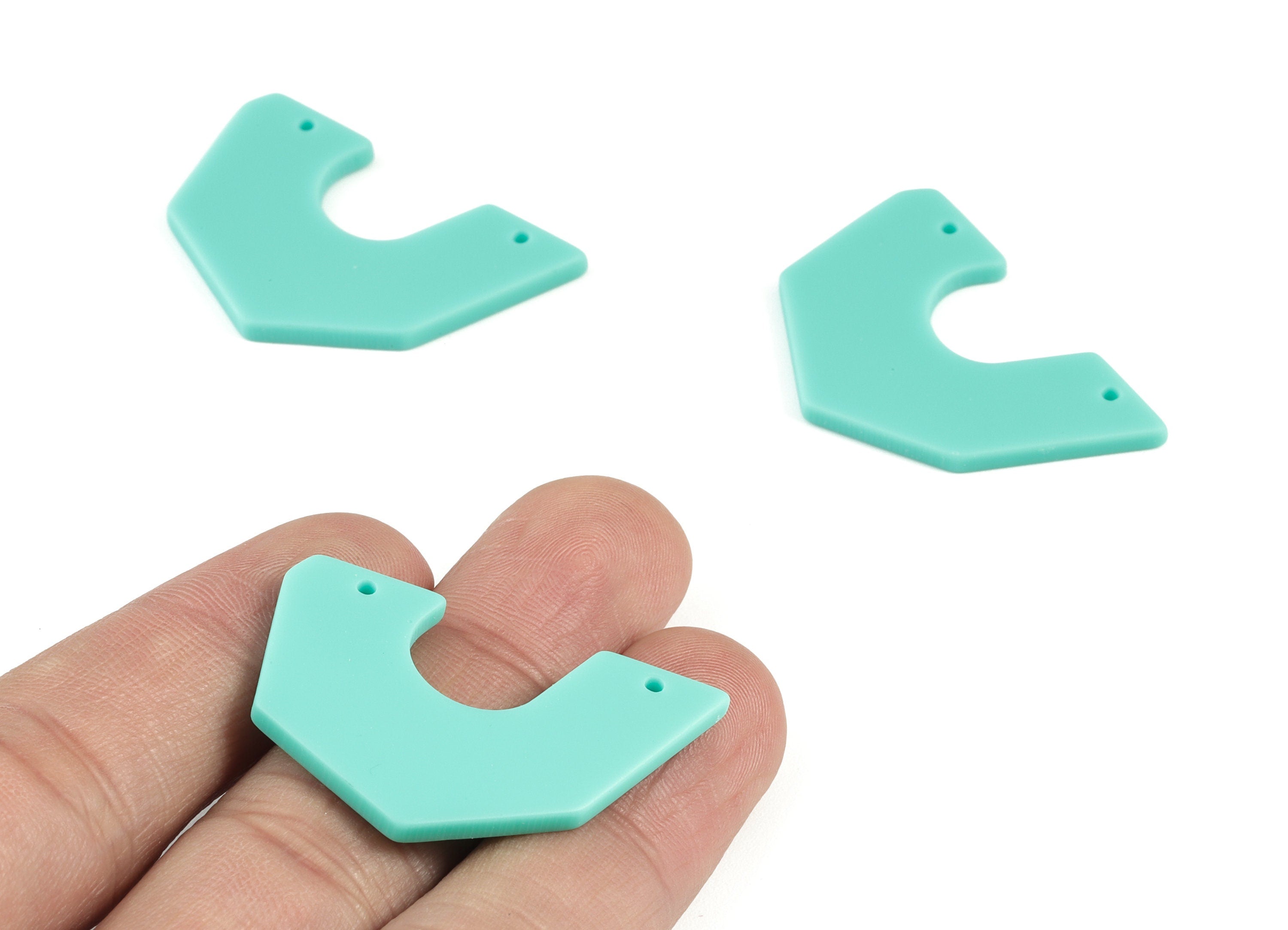 Acrylic Half Heart Earring Connector - Semicircle Green Half Moon Charm - Jewelry Supplies - Color Code:A467 - 36.4x25.2x1.9mm - AC2102-A467 - DOMEDBAZAAR