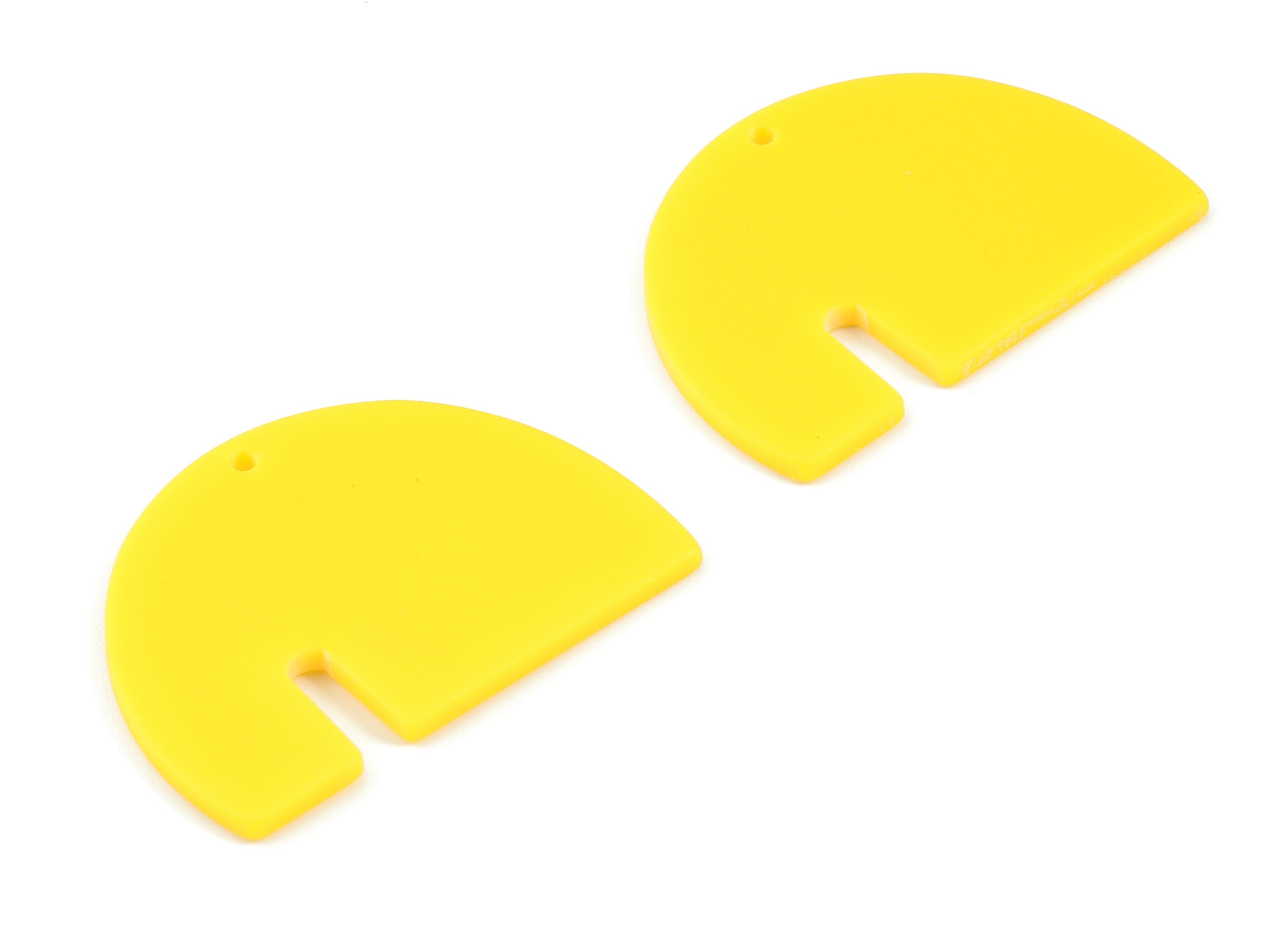 Acrylic Yellow Half Moon Earring Charms - Acrylic Semicircle Earrings - Jewelry Supplies - Color Code:A499 - 41.41x29.03x2.4mm - AC2126-A499 - DOMEDBAZAAR
