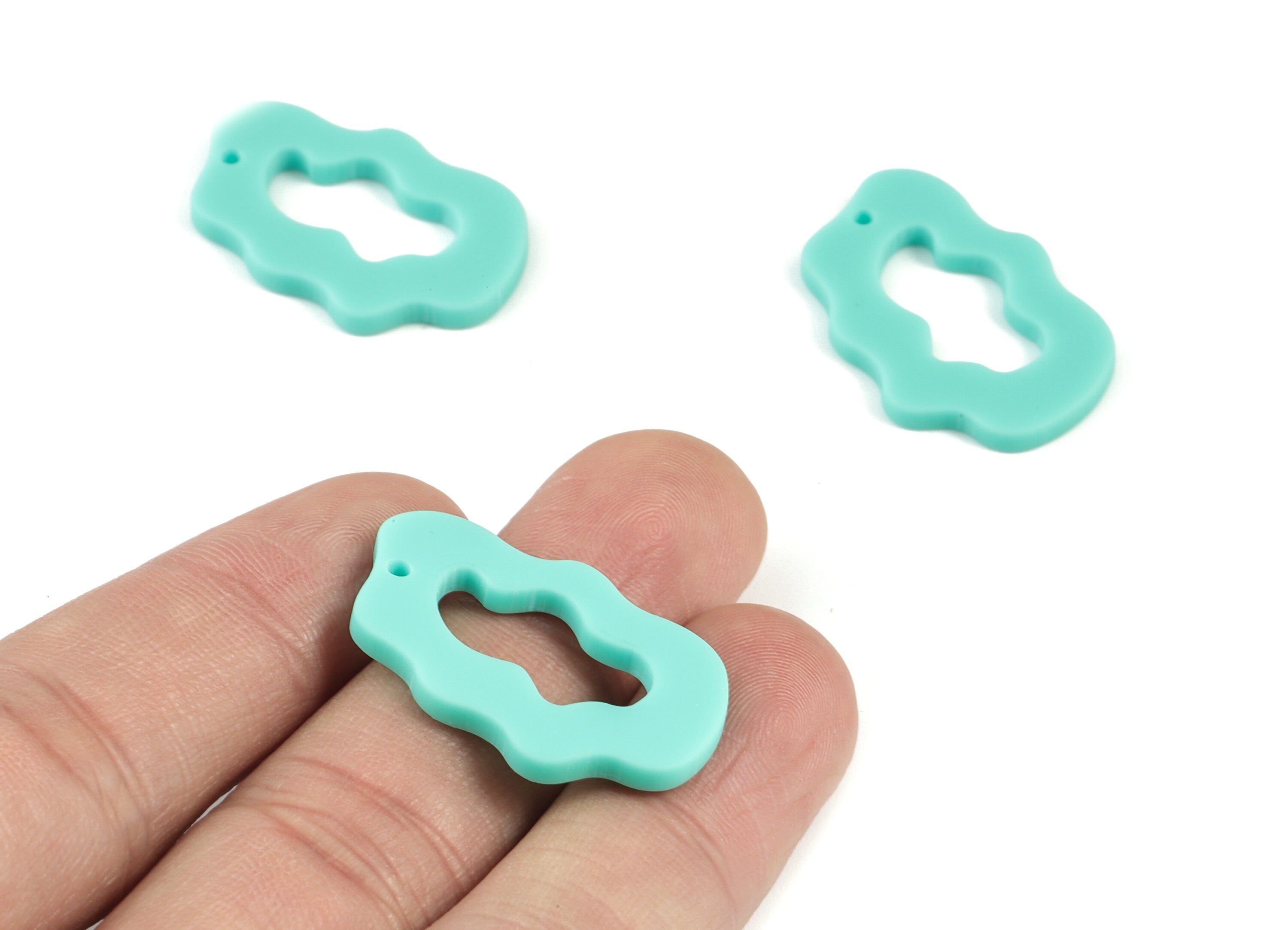 Acrylic Green Cloud Earring Charms - Cloud Pendant - Earring Findings - Jewelry Supplies - Color Code:A467 - 29.46x18.66x2mm - AC2116-A467 - DOMEDBAZAAR