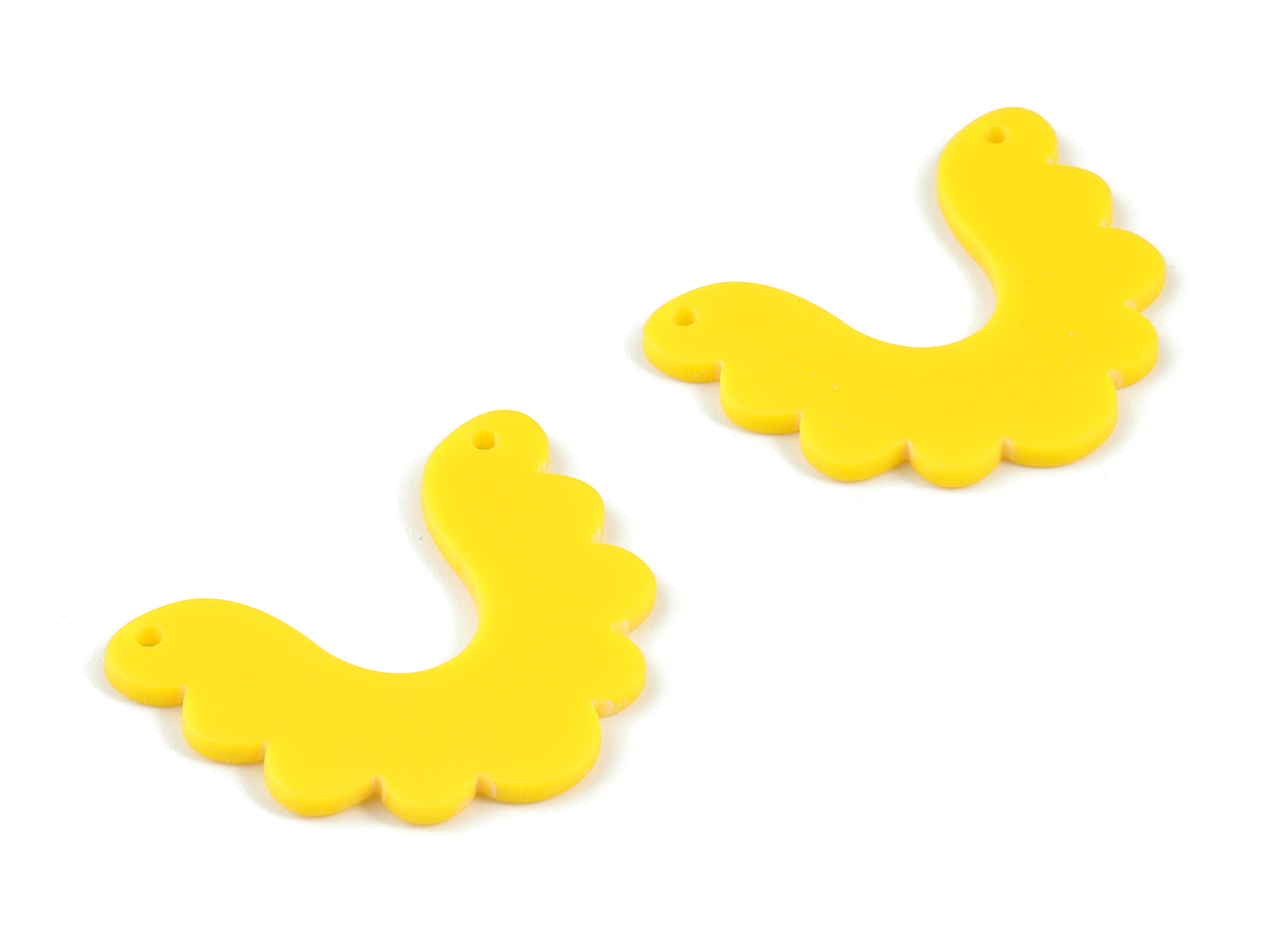 Acrylic Yellow Half Moon Earring Connector - Acrylic Domed Charms - Jewelry Supplies - Color Code:A499 - 37.19x29.34x2mm - AC2115-A499 - DOMEDBAZAAR