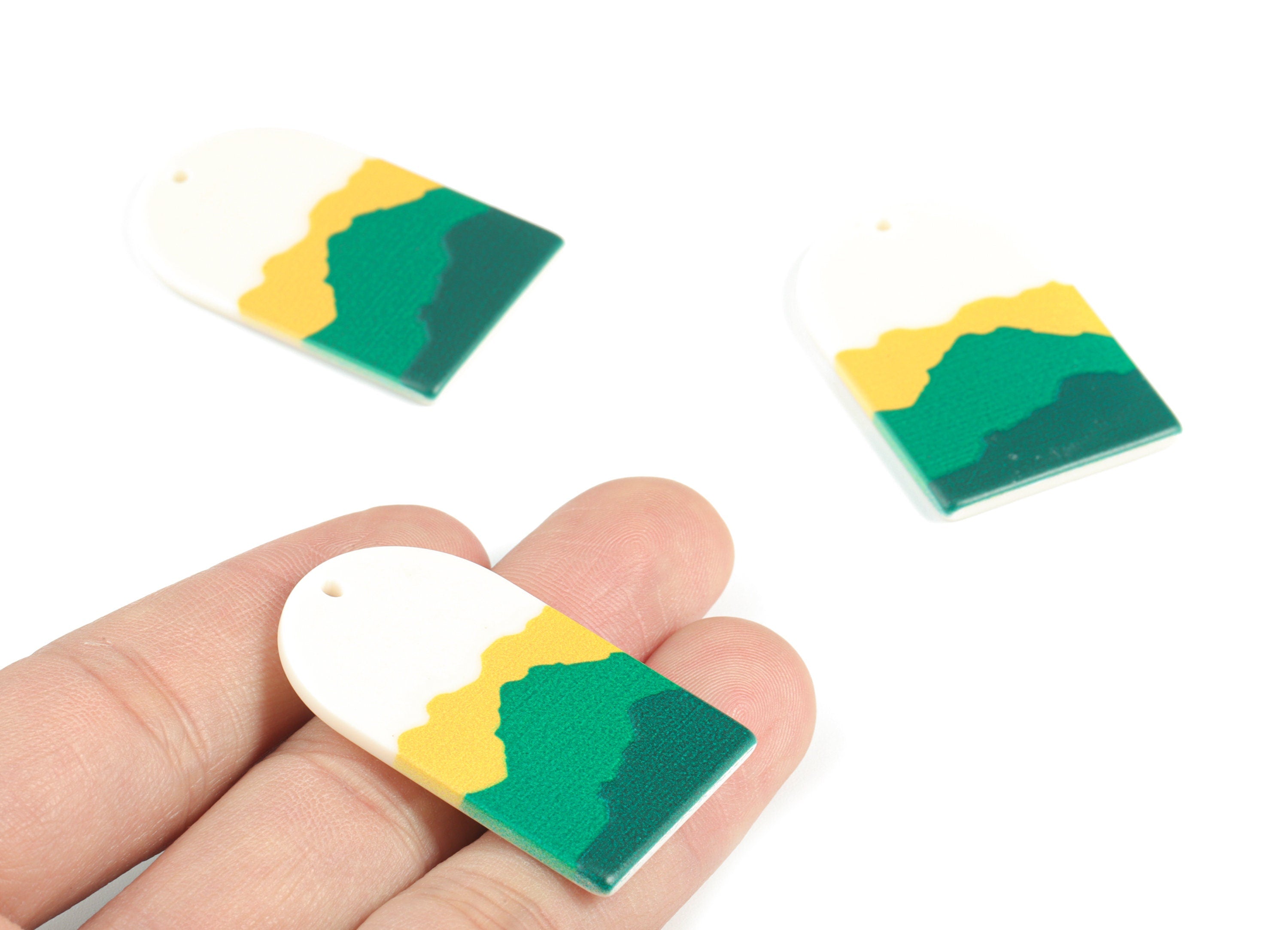 Acrylic Domed Earring Charms - Mountain Oval Domed Charms Pastel Earrings - Earring Findings - Jewelry Supplies - 39.8x25.6x2.42mm - AC2061N - DOMEDBAZAAR