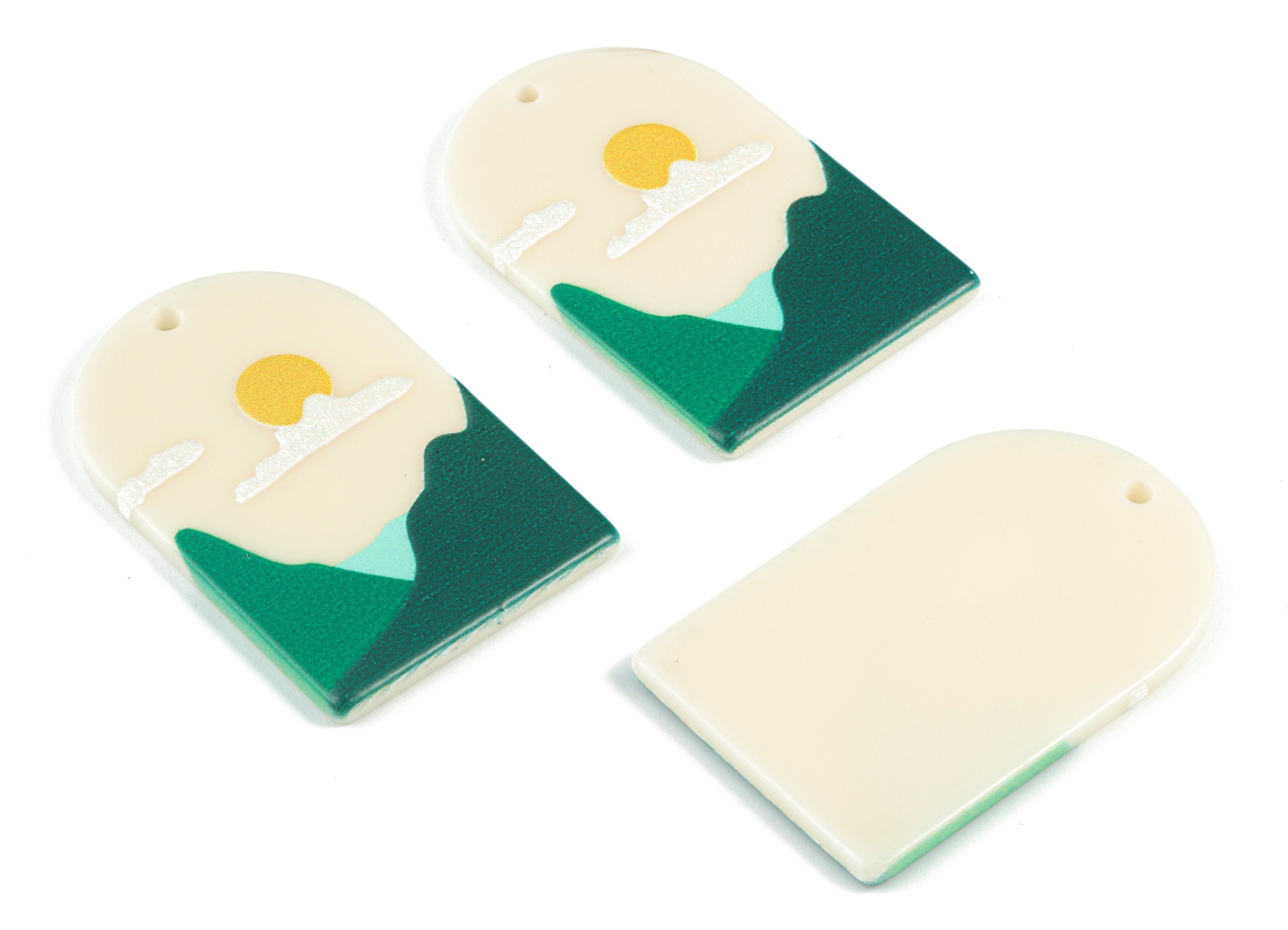 Acrylic Domed Earring Charms - Mountain Sun Oval Domed Charms Pastel Earrings - Jewelry Supplies - 39.81x25.58x2.44mm - AC2061T - DOMEDBAZAAR