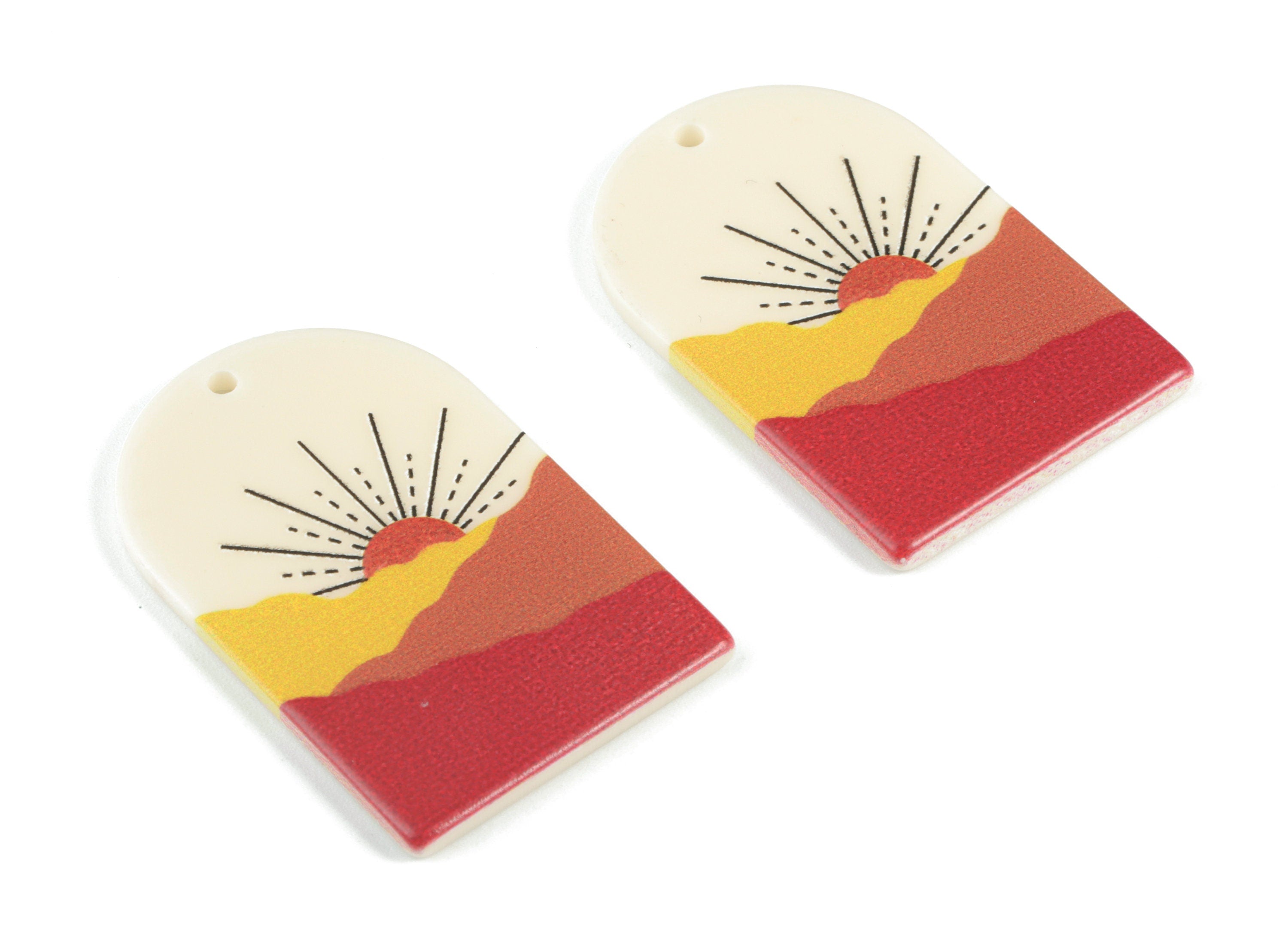 Acrylic Domed Earring Charms - Sun Mountain Oval Domed Charms Pastel Earrings - Jewelry Supplies - 39.78x25.66x2.6mm - AC2061AB - DOMEDBAZAAR