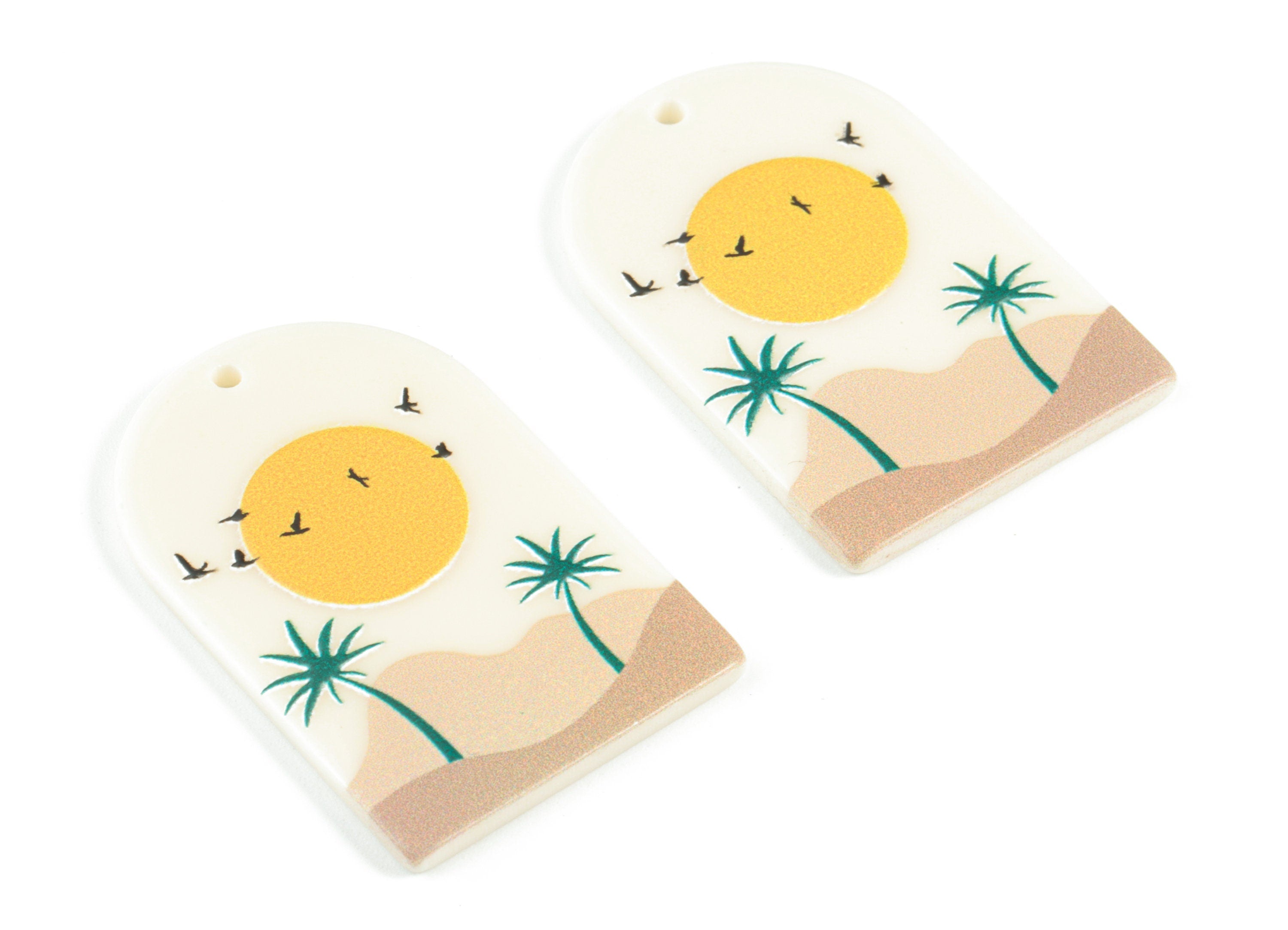 Acrylic Domed Earring Charms - Flower Oval Domed Charms Pastel Earrings - Earring Finding - Jewelry Supplies - 39.81x25.44x2.36mm - AC2061Z - DOMEDBAZAAR