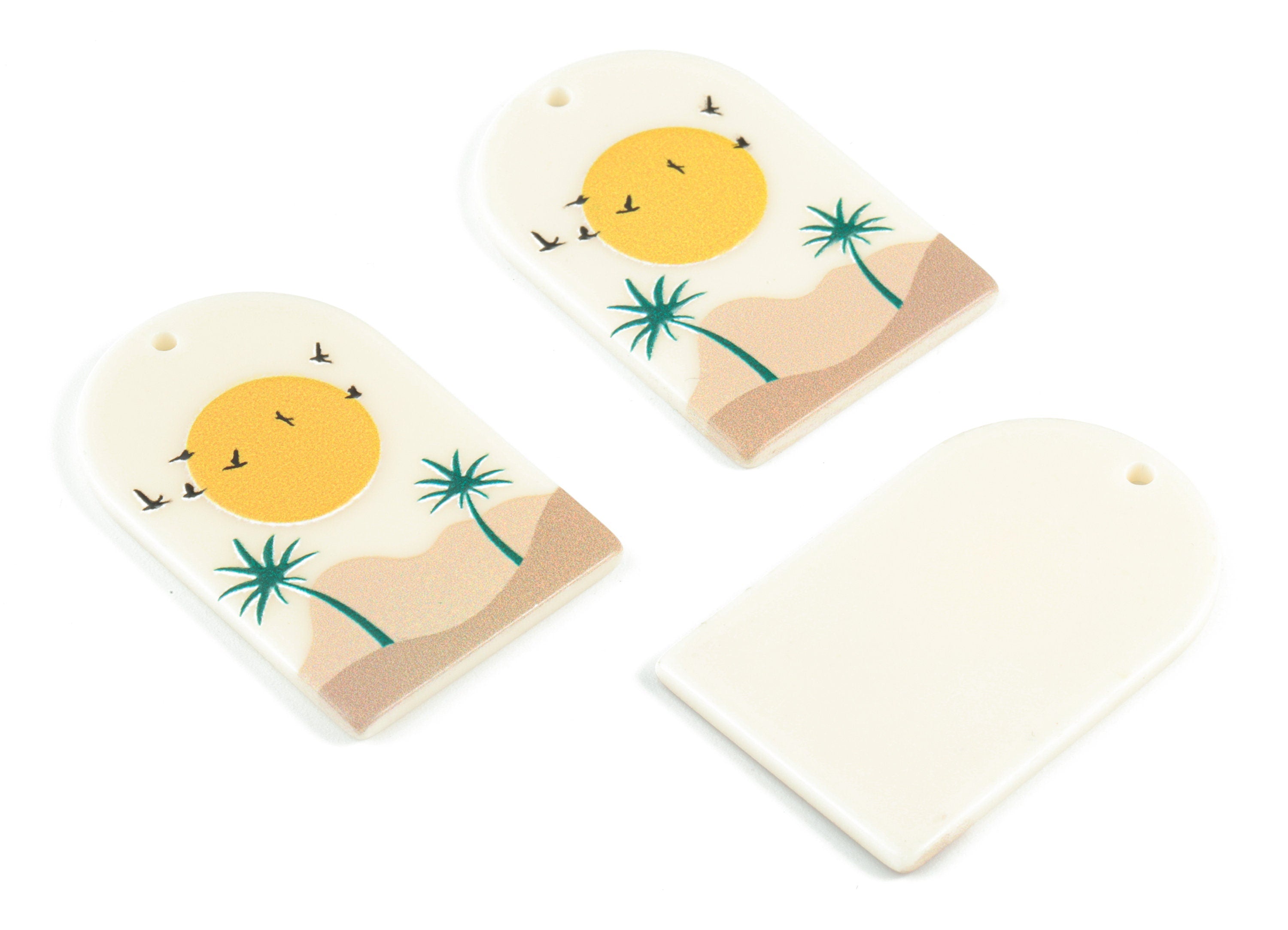 Acrylic Domed Earring Charms - Flower Oval Domed Charms Pastel Earrings - Earring Finding - Jewelry Supplies - 39.81x25.44x2.36mm - AC2061Z - DOMEDBAZAAR