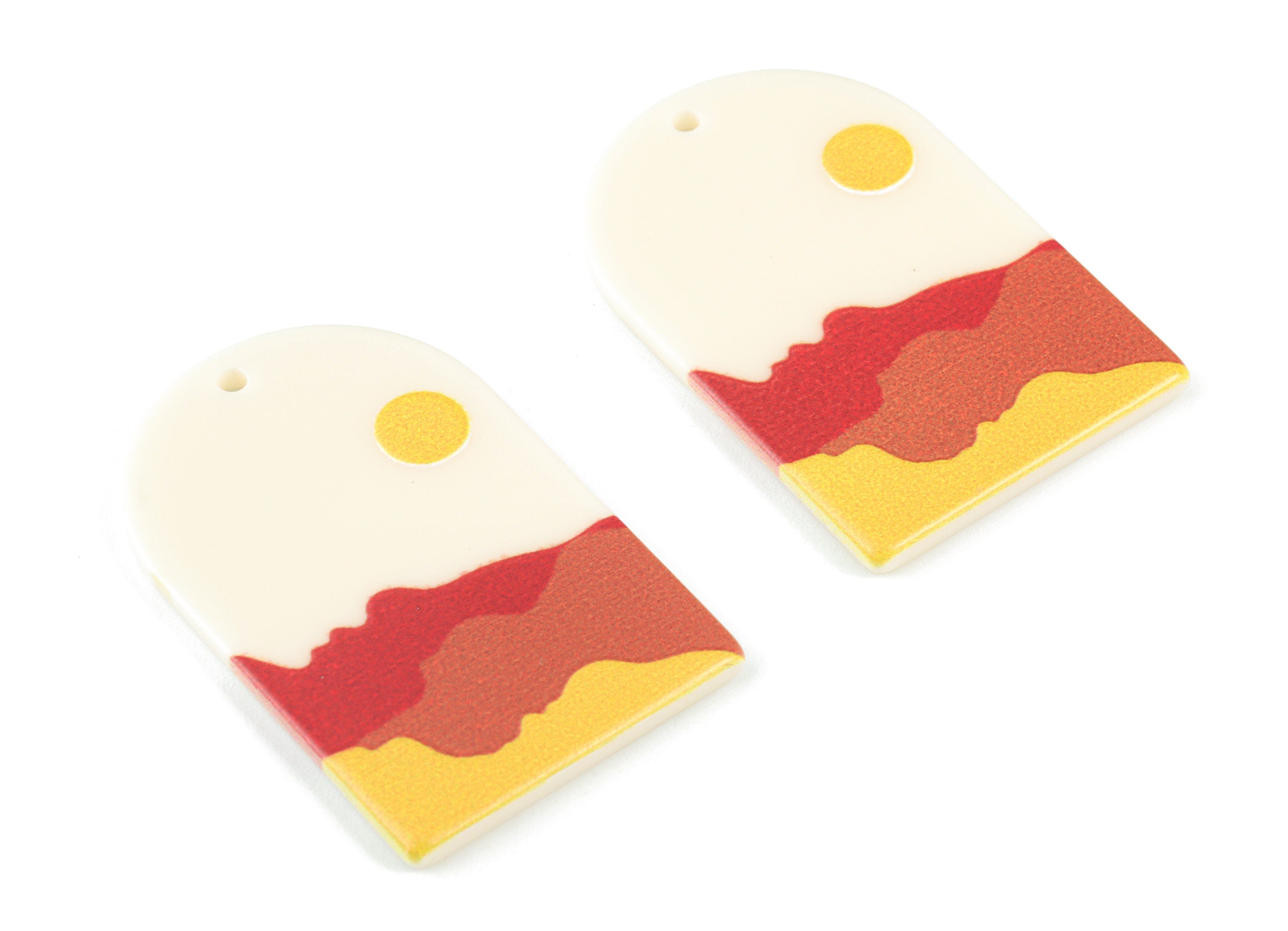 Acrylic Domed Earring Charms - Mountain Sun Oval Domed Charms Pastel Earrings - Jewelry Supplies - 39.77x25.49x2.39mm - AC2061S - DOMEDBAZAAR