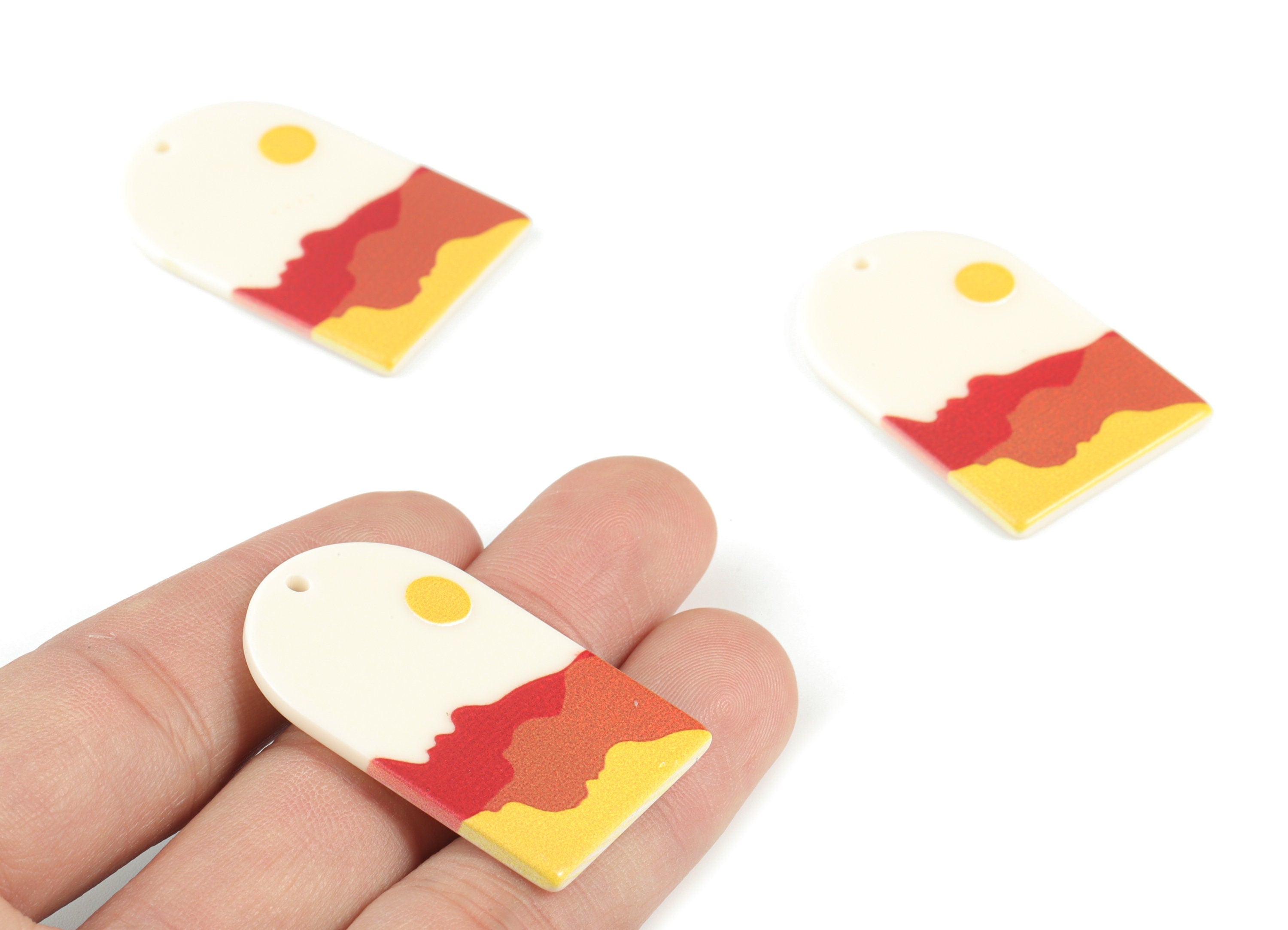 Acrylic Domed Earring Charms - Mountain Sun Oval Domed Charms Pastel Earrings - Jewelry Supplies - 39.77x25.49x2.39mm - AC2061S - DOMEDBAZAAR