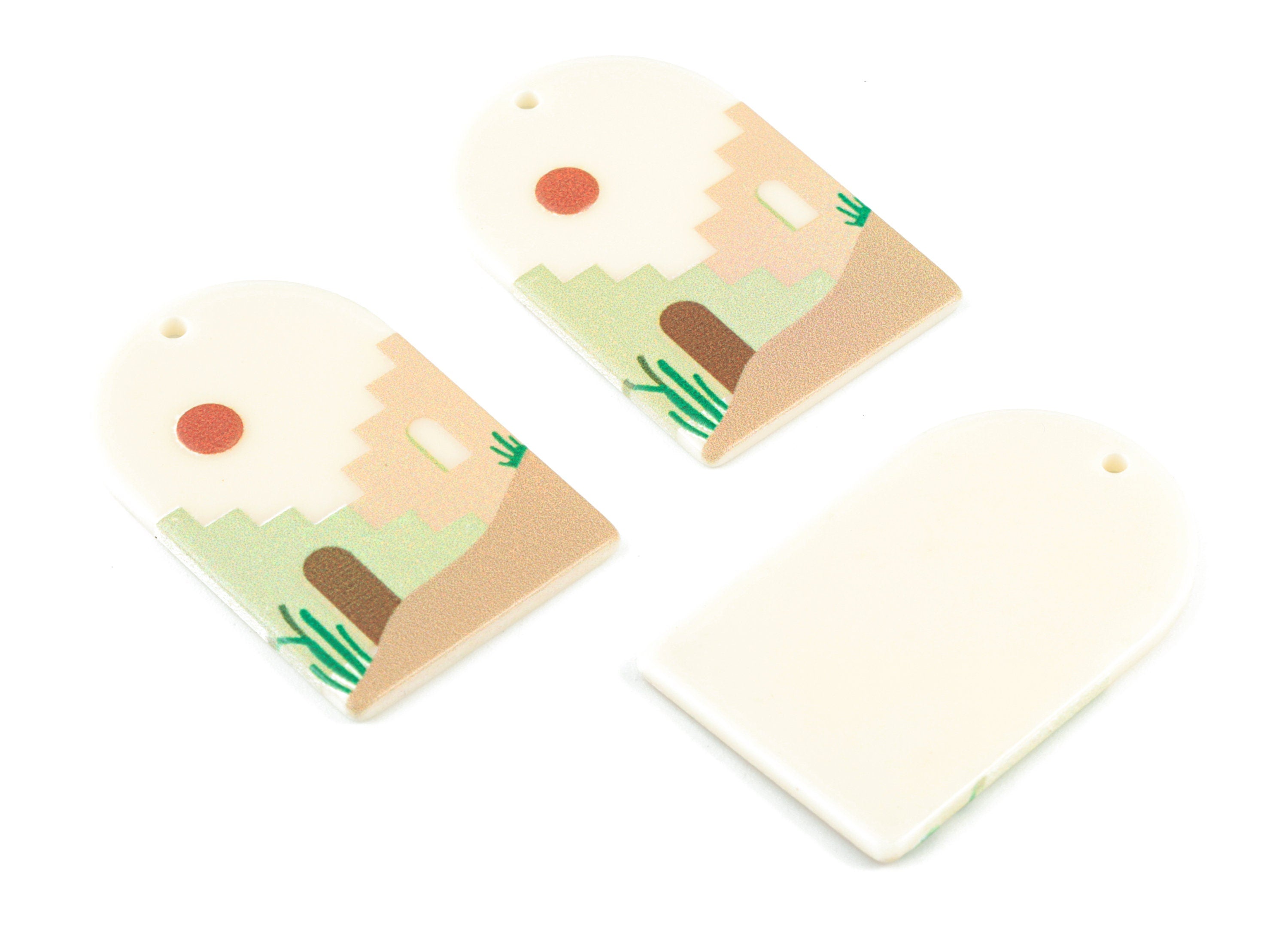 Acrylic Domed Earring Charms - Landscape Oval Domed Charms Pastel Earrings - Jewelry Supplies - 39.81x25.61x2.52mm - AC2061J - DOMEDBAZAAR