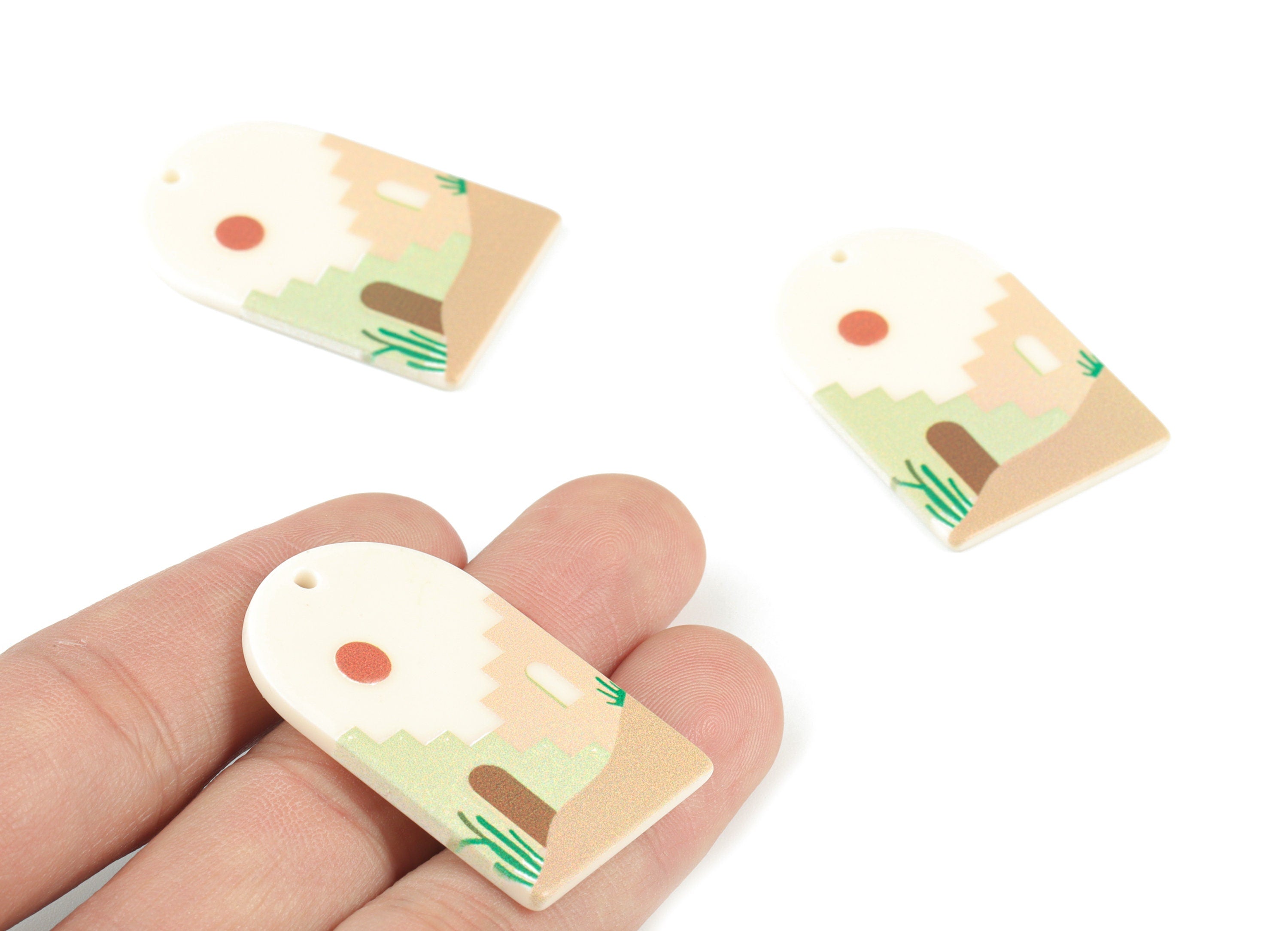 Acrylic Domed Earring Charms - Landscape Oval Domed Charms Pastel Earrings - Jewelry Supplies - 39.81x25.61x2.52mm - AC2061J - DOMEDBAZAAR