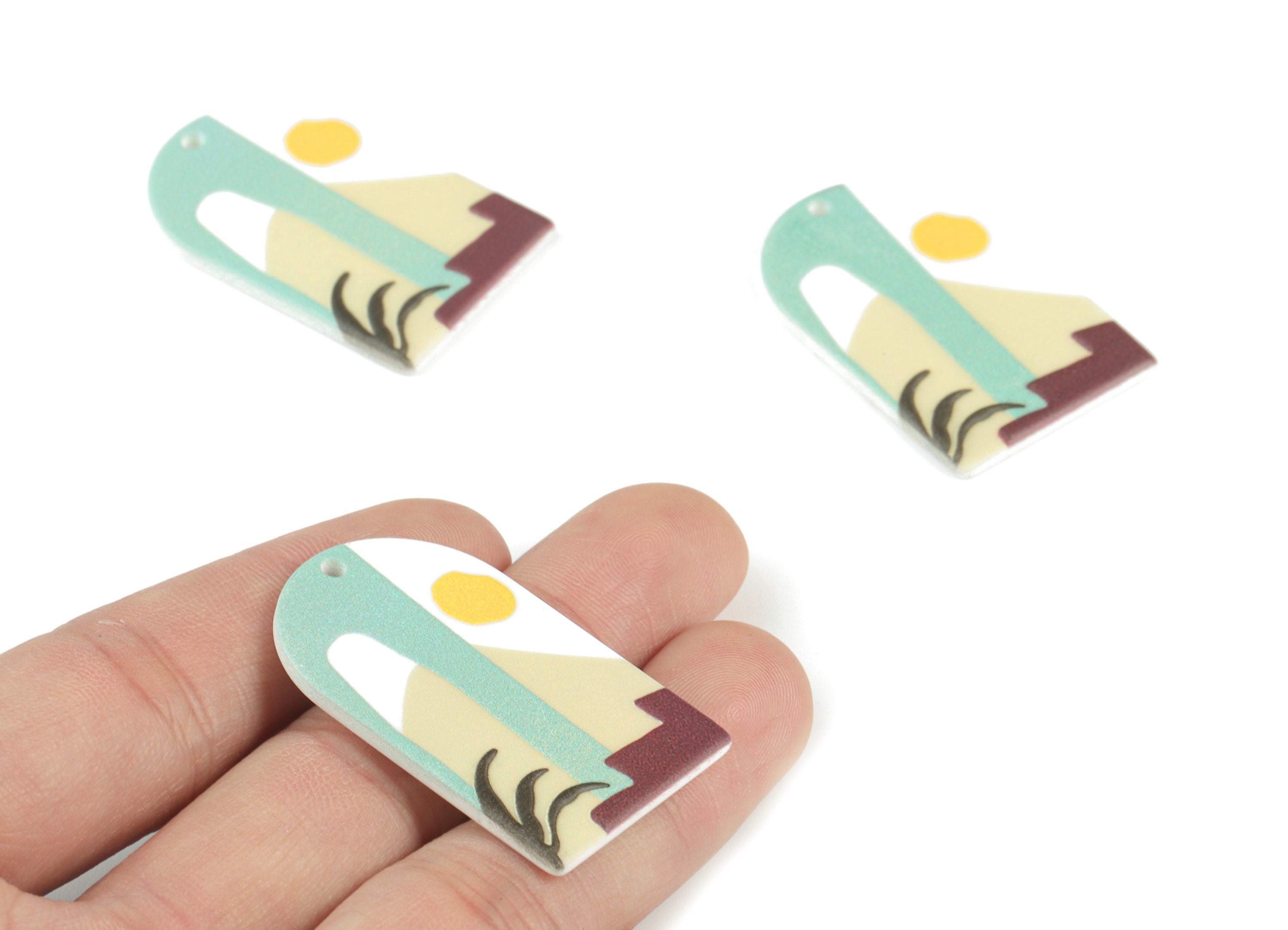 Acrylic Domed Earring Charms - Hill Sun Oval Domed Charms Pastel Earrings - Earring Finding - Jewelry Supplies - 39.68x25.7x2.44mm - AC2086B - DOMEDBAZAAR