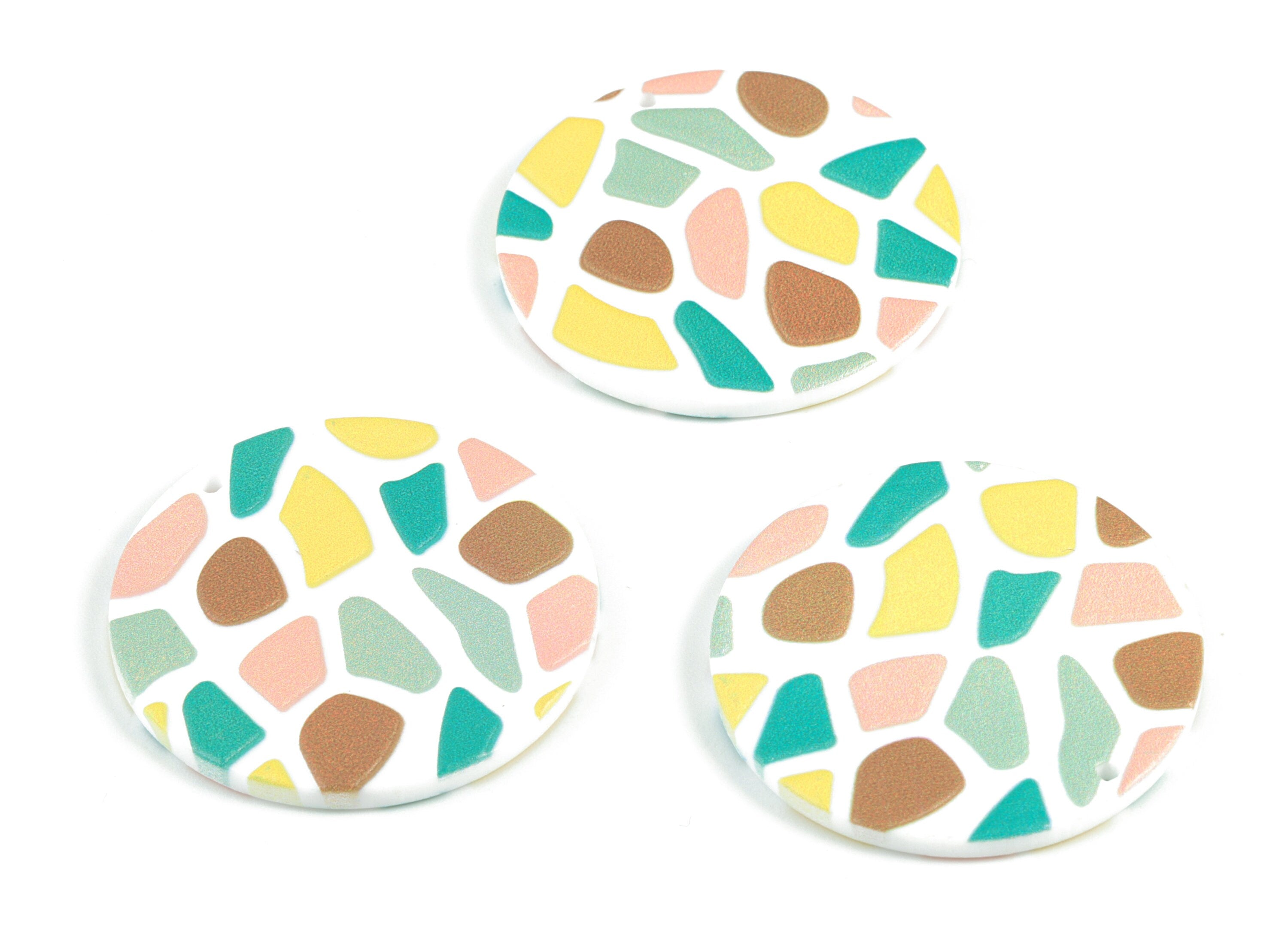 Acrylic Pastel Round Earring Charms - Acrylic Circle Pink Earrings - Earring Finding - Jewelry Supplies - 34.46x34.63x2.56mm - AC2097B - DOMEDBAZAAR