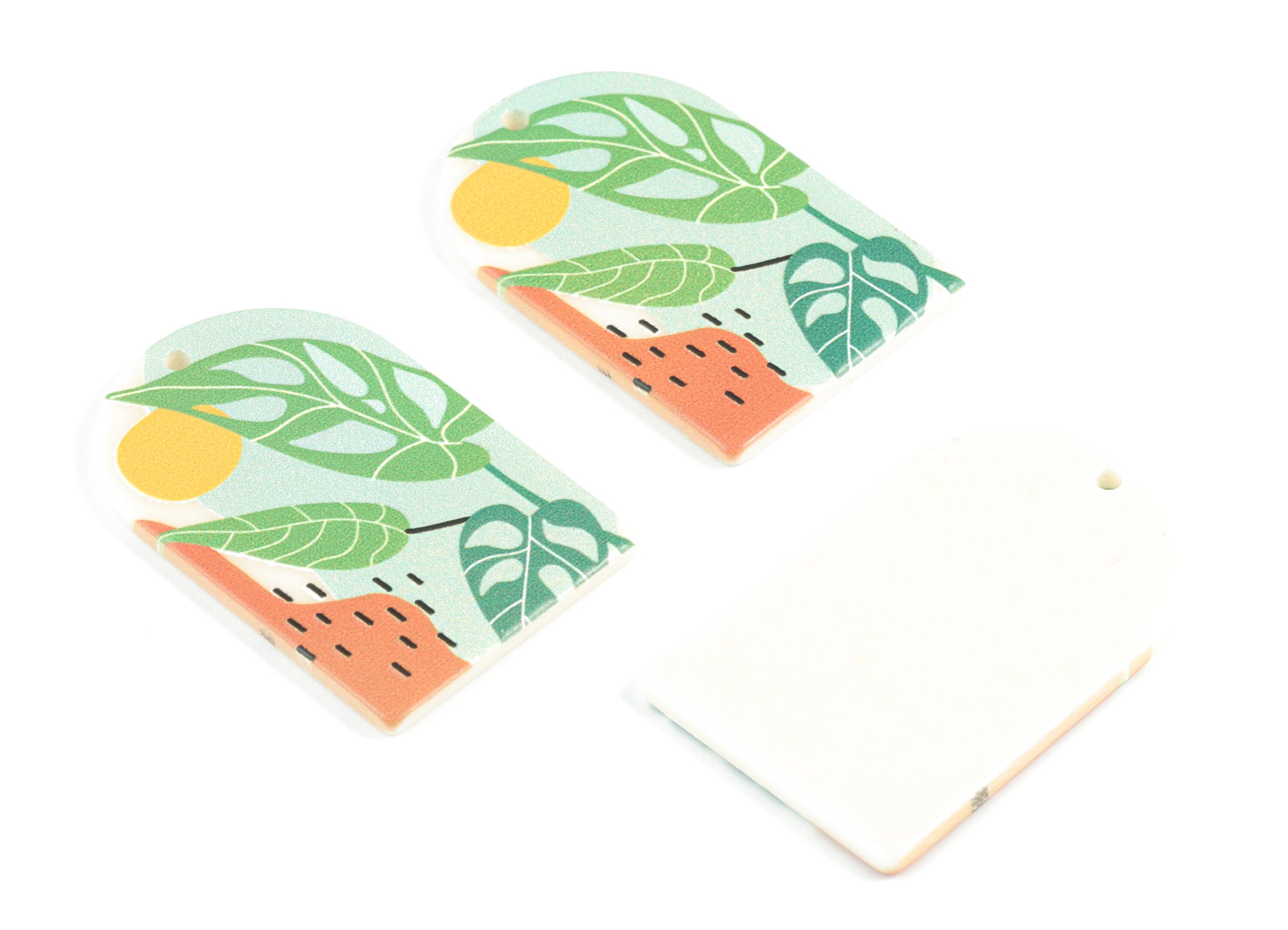 Acrylic Domed Earring Charms - Sun Flower Oval Domed Charms Pastel Earrings - Jewelry Supplies - 39.93x25.67x2.53mm - AC2061M - DOMEDBAZAAR