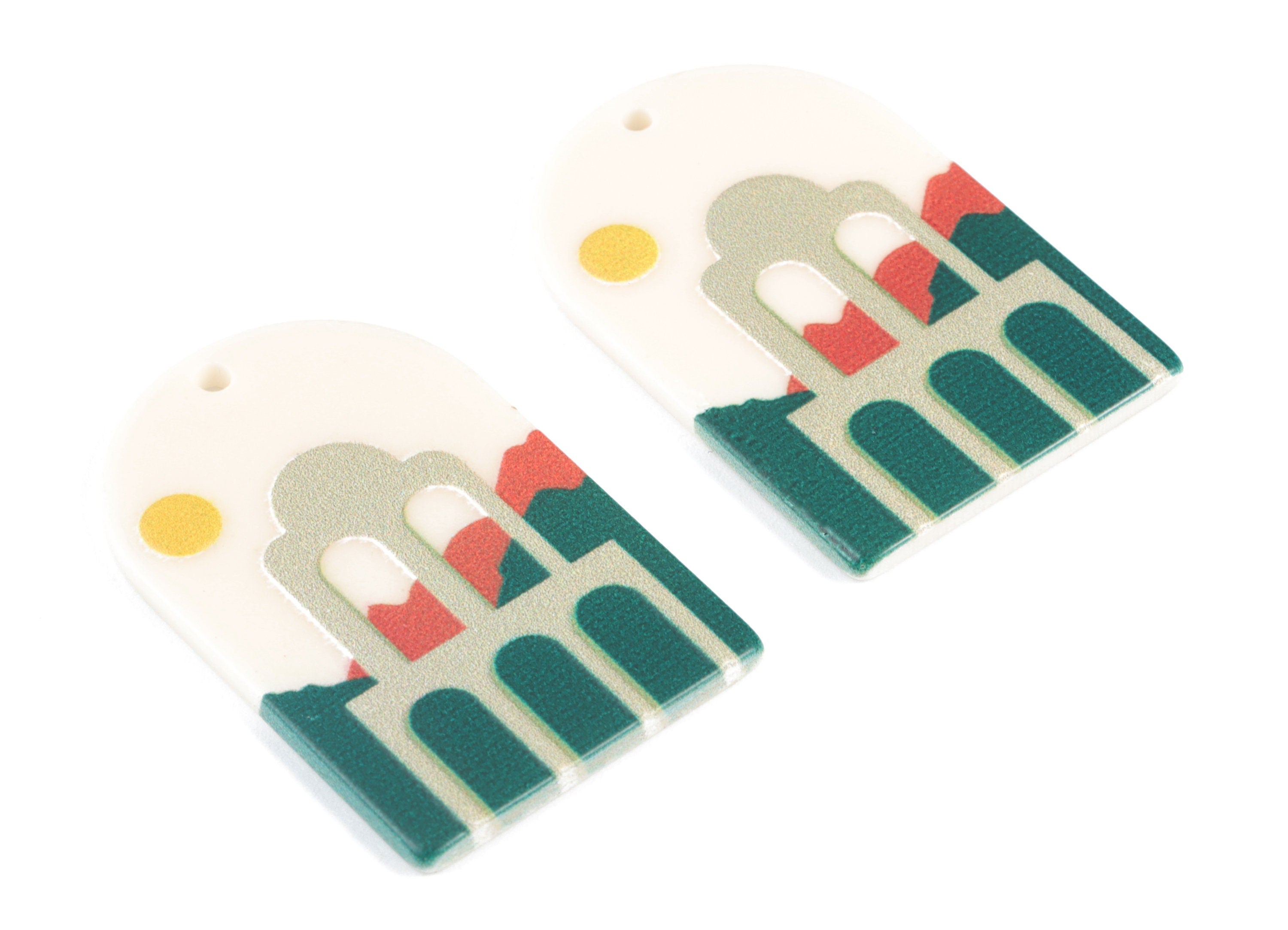 Acrylic Domed Earring Charms - Landscape Oval Domed Charms Pastel Earrings - Jewelry Supplies - 39.72x25.51x2.31mm - AC2061R - DOMEDBAZAAR