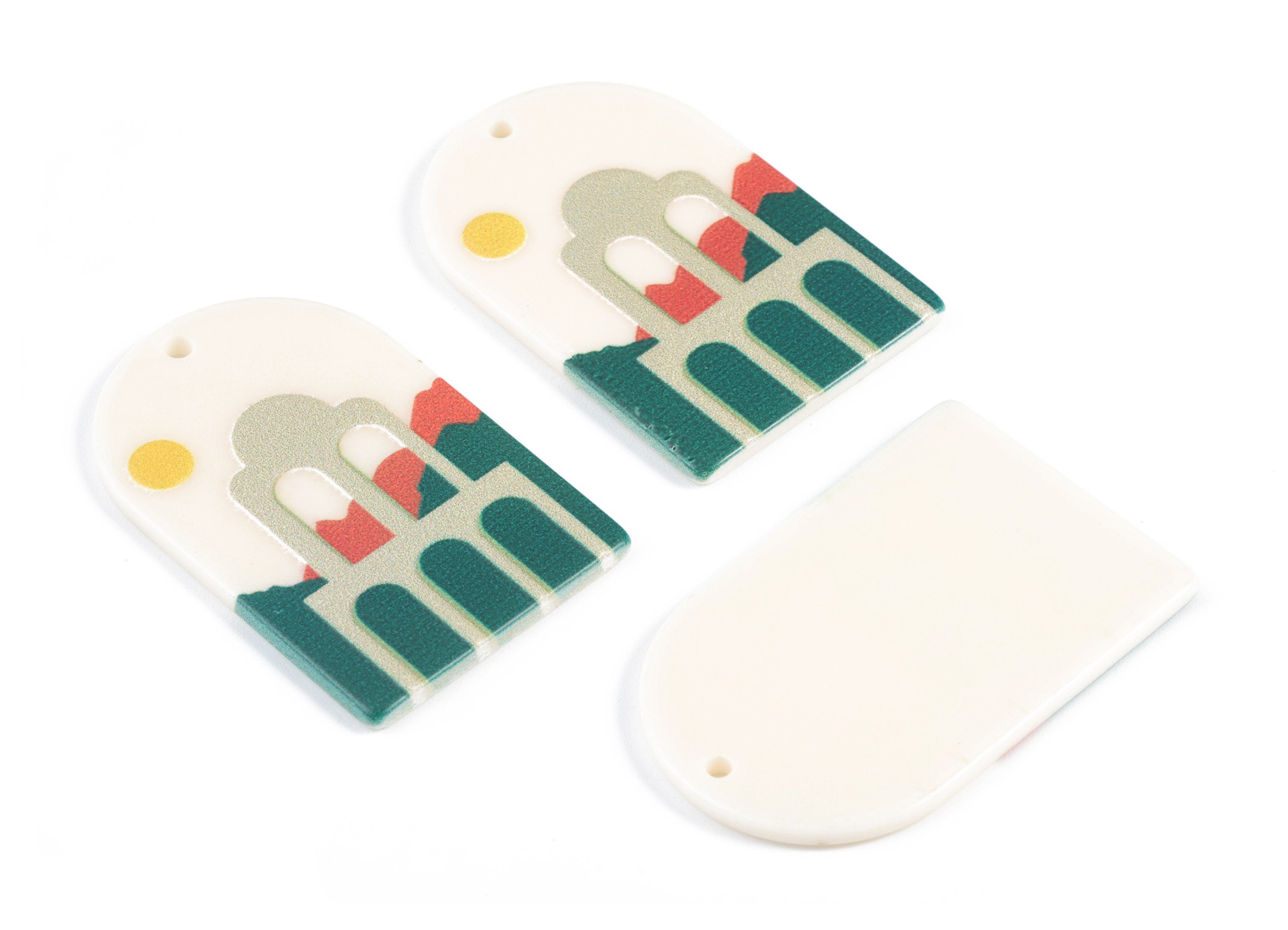 Acrylic Domed Earring Charms - Landscape Oval Domed Charms Pastel Earrings - Jewelry Supplies - 39.72x25.51x2.31mm - AC2061R - DOMEDBAZAAR