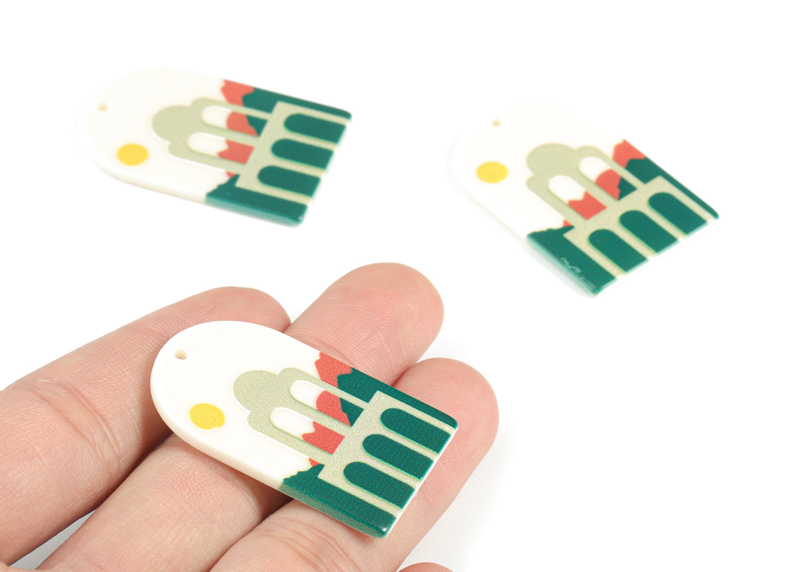 Acrylic Domed Earring Charms - Landscape Oval Domed Charms Pastel Earrings - Jewelry Supplies - 39.72x25.51x2.31mm - AC2061R - DOMEDBAZAAR