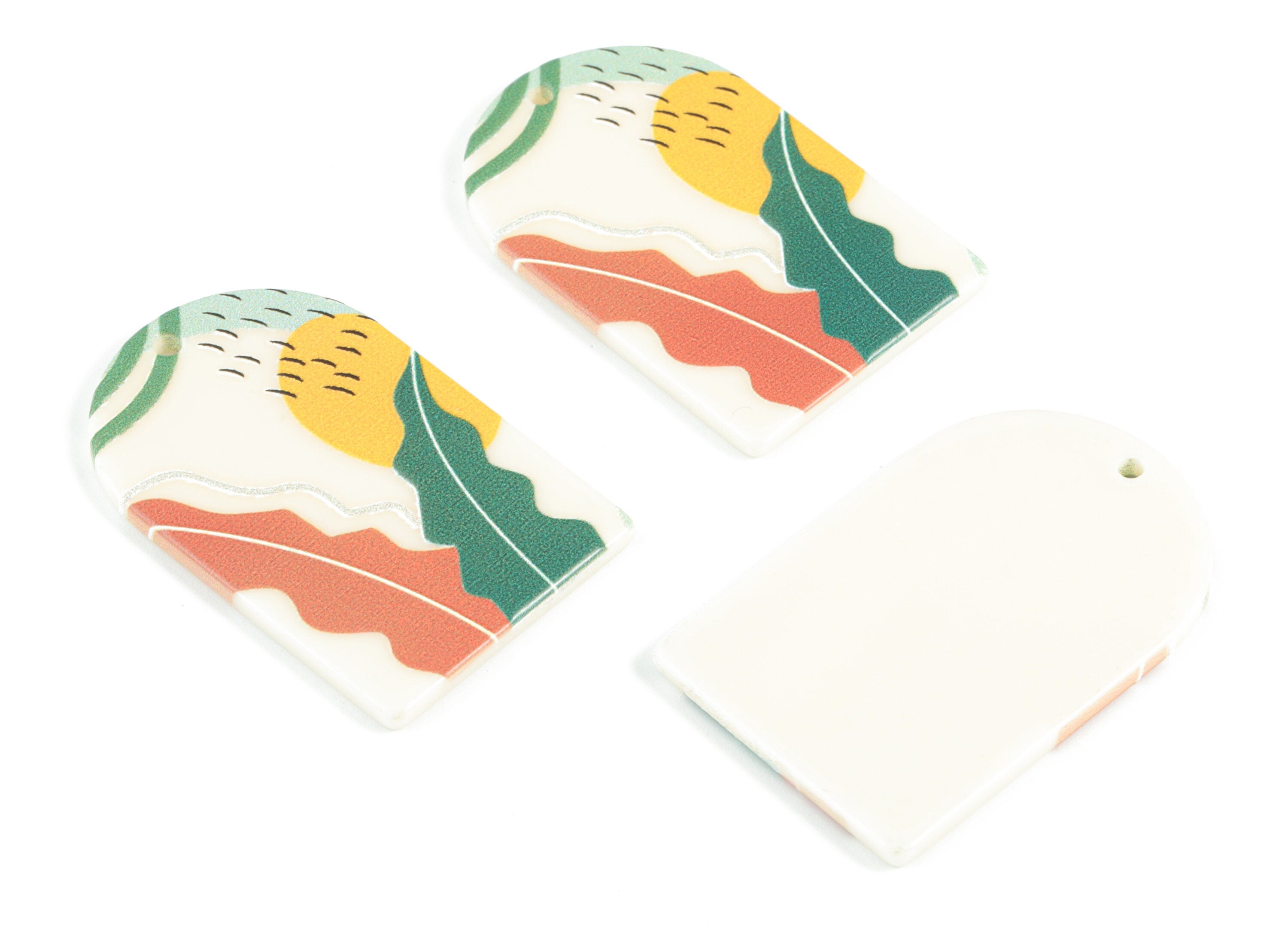 Acrylic Domed Earring Charms - Landscape Oval Domed Charms Pastel Earrings - Jewelry Supplies - 39.88x25.74x2.71mm - AC2061L - DOMEDBAZAAR