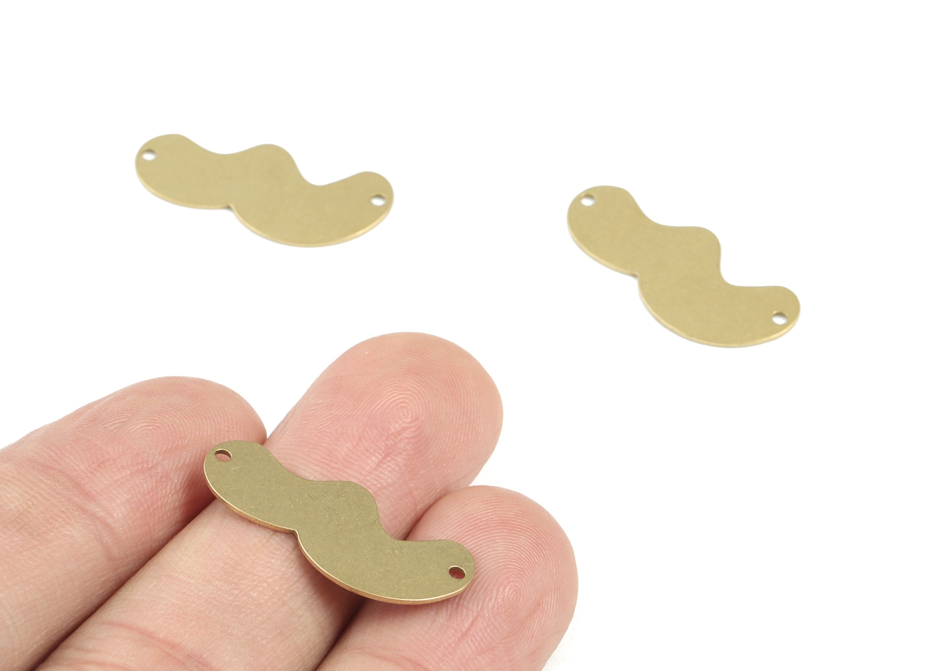 Personalized stamping blank - Wave Earring Connector - Raw Brass Wavy Earring Charms - 2 Holes Connector - 35x11x0.6mm - PPM3703 - DOMEDBAZAAR