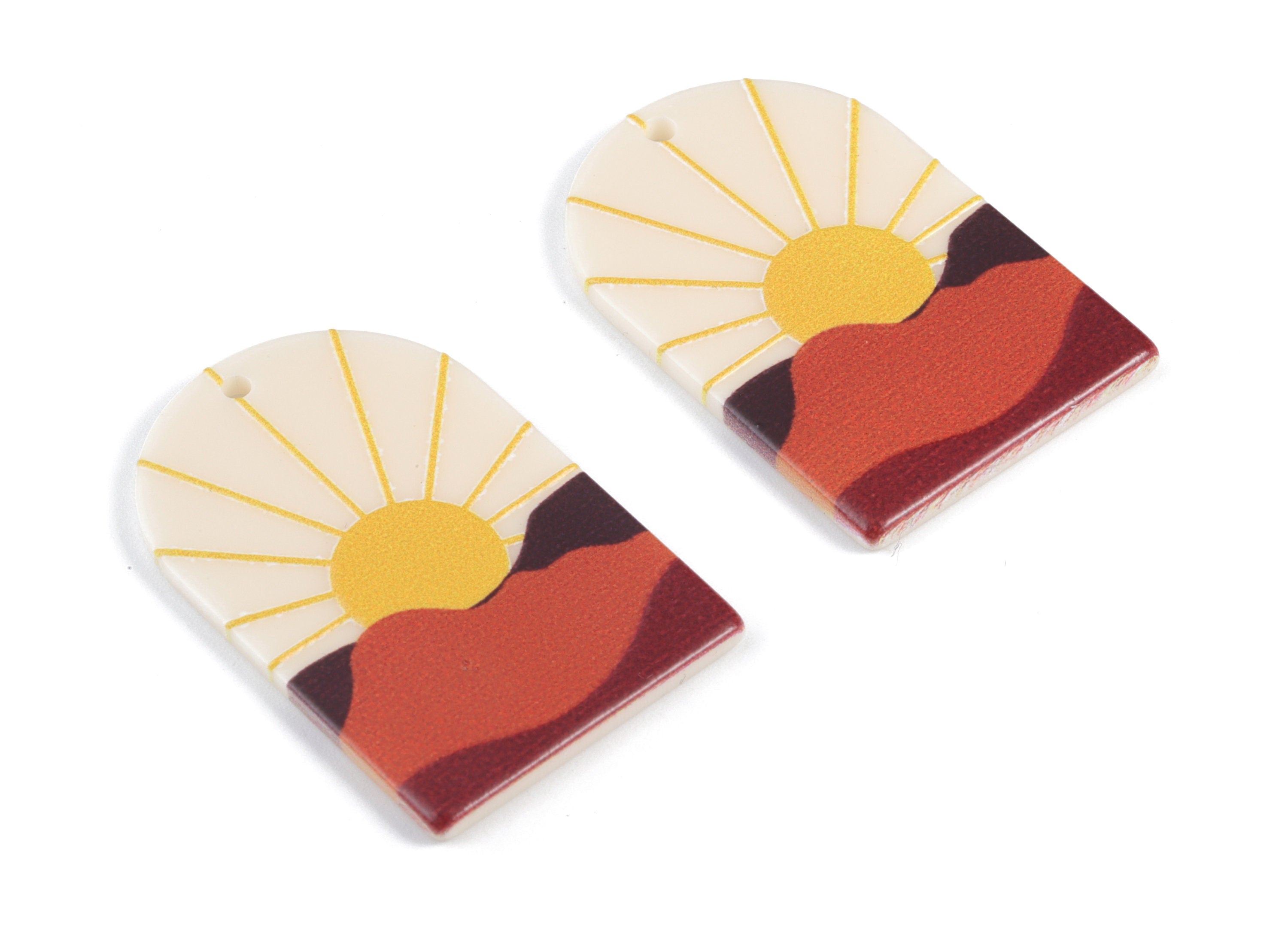 Acrylic Domed Earring Charms - Sun Mountain Oval Domed Charms Pastel Earrings - Jewelry Supplies - 39.82x25.59x2.54mm - AC2061AA - DOMEDBAZAAR