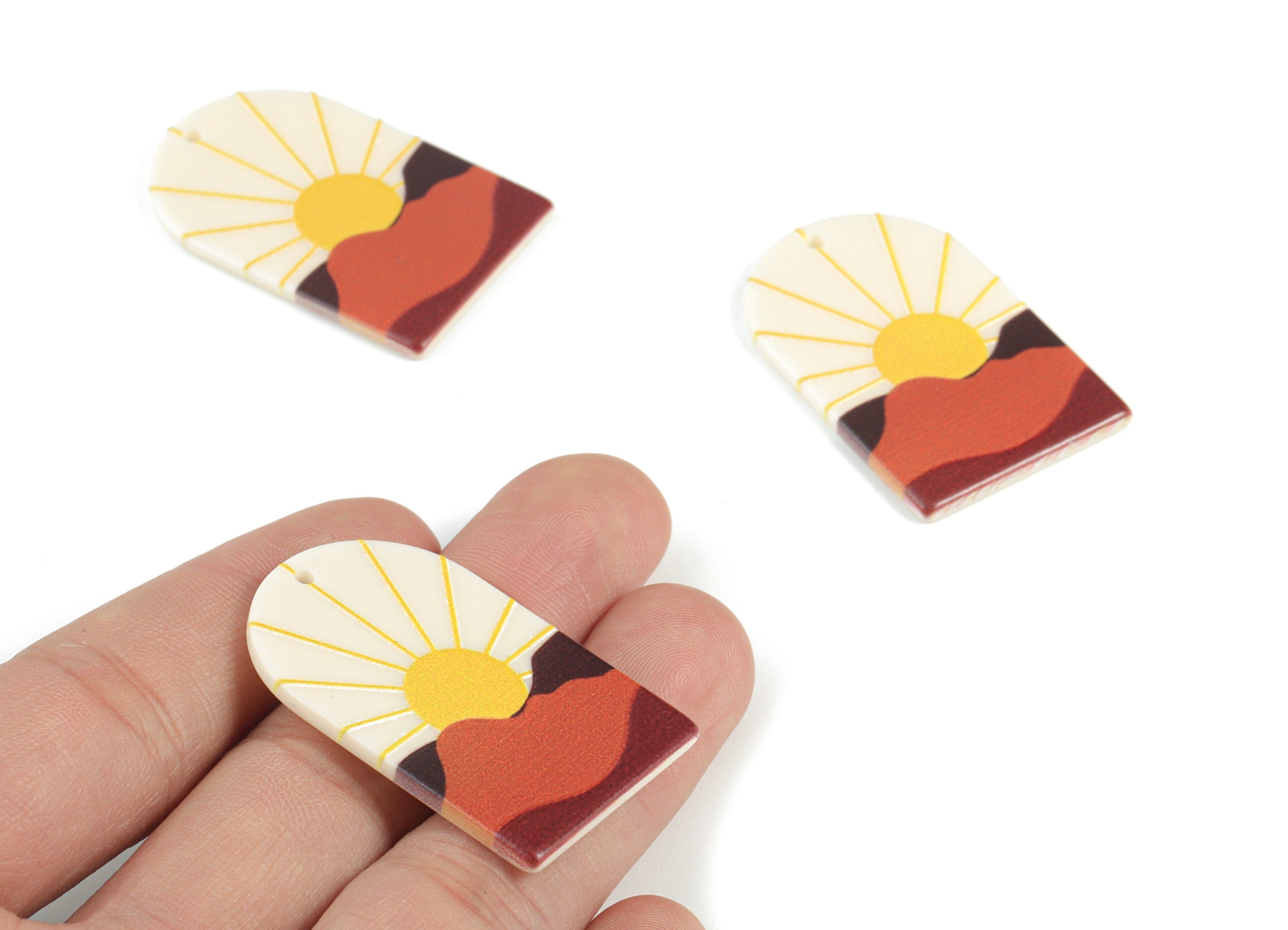 Acrylic Domed Earring Charms - Sun Mountain Oval Domed Charms Pastel Earrings - Jewelry Supplies - 39.82x25.59x2.54mm - AC2061AA - DOMEDBAZAAR