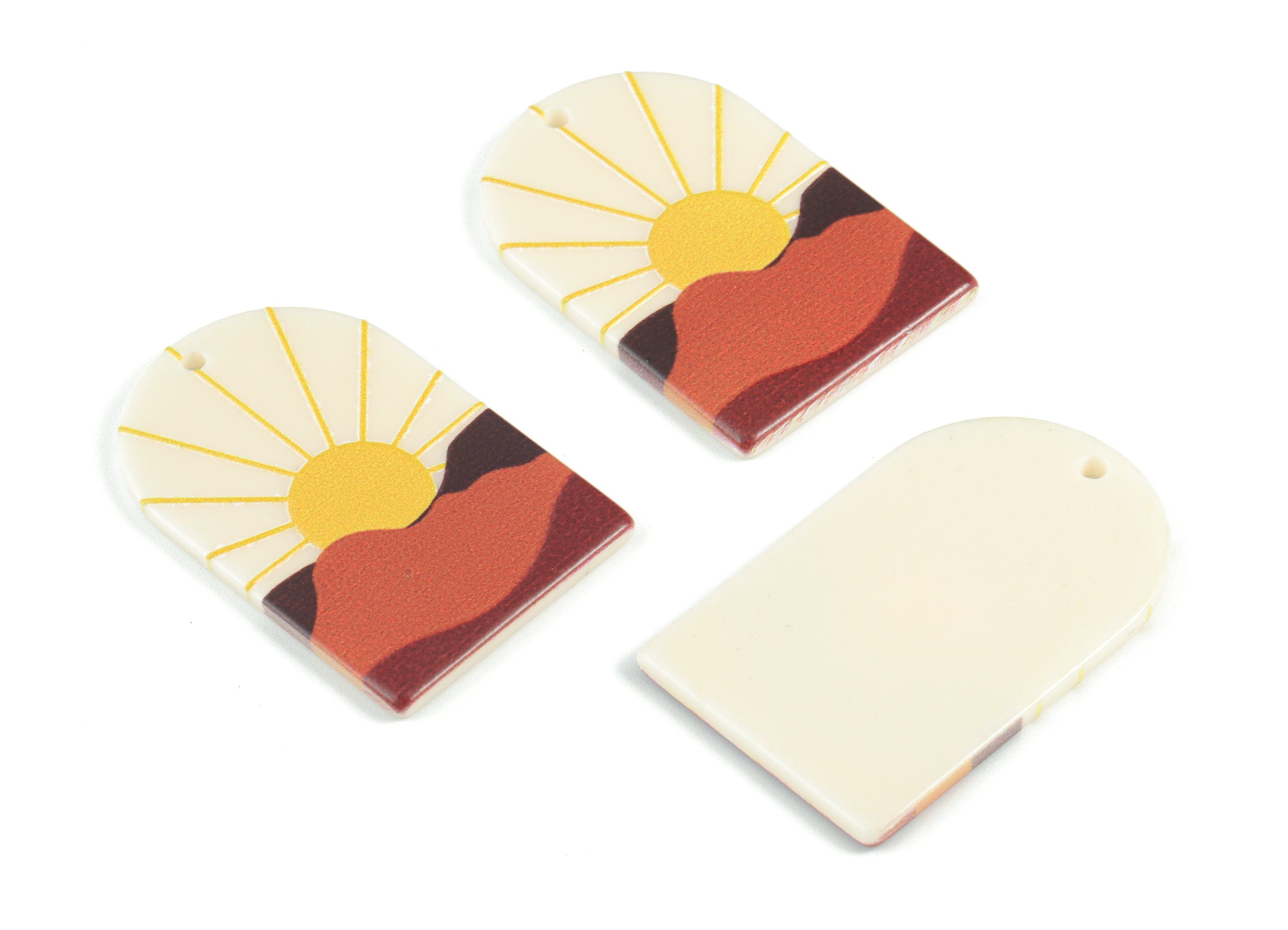 Acrylic Domed Earring Charms - Sun Mountain Oval Domed Charms Pastel Earrings - Jewelry Supplies - 39.82x25.59x2.54mm - AC2061AA - DOMEDBAZAAR