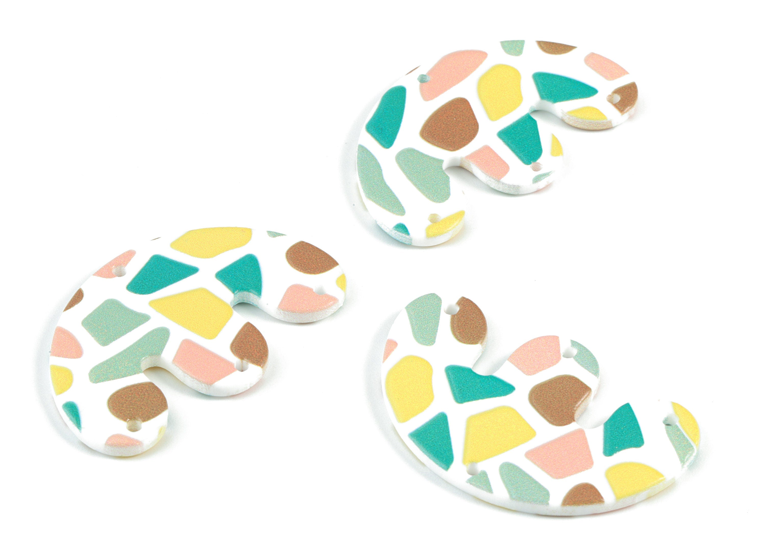 Acrylic Half Moon Earring Connector - Semi Circle Pastel 4 Holes Earring Charms - Jewelry Supplies - 39.82x24.94x2.41mm - AC2092B - DOMEDBAZAAR