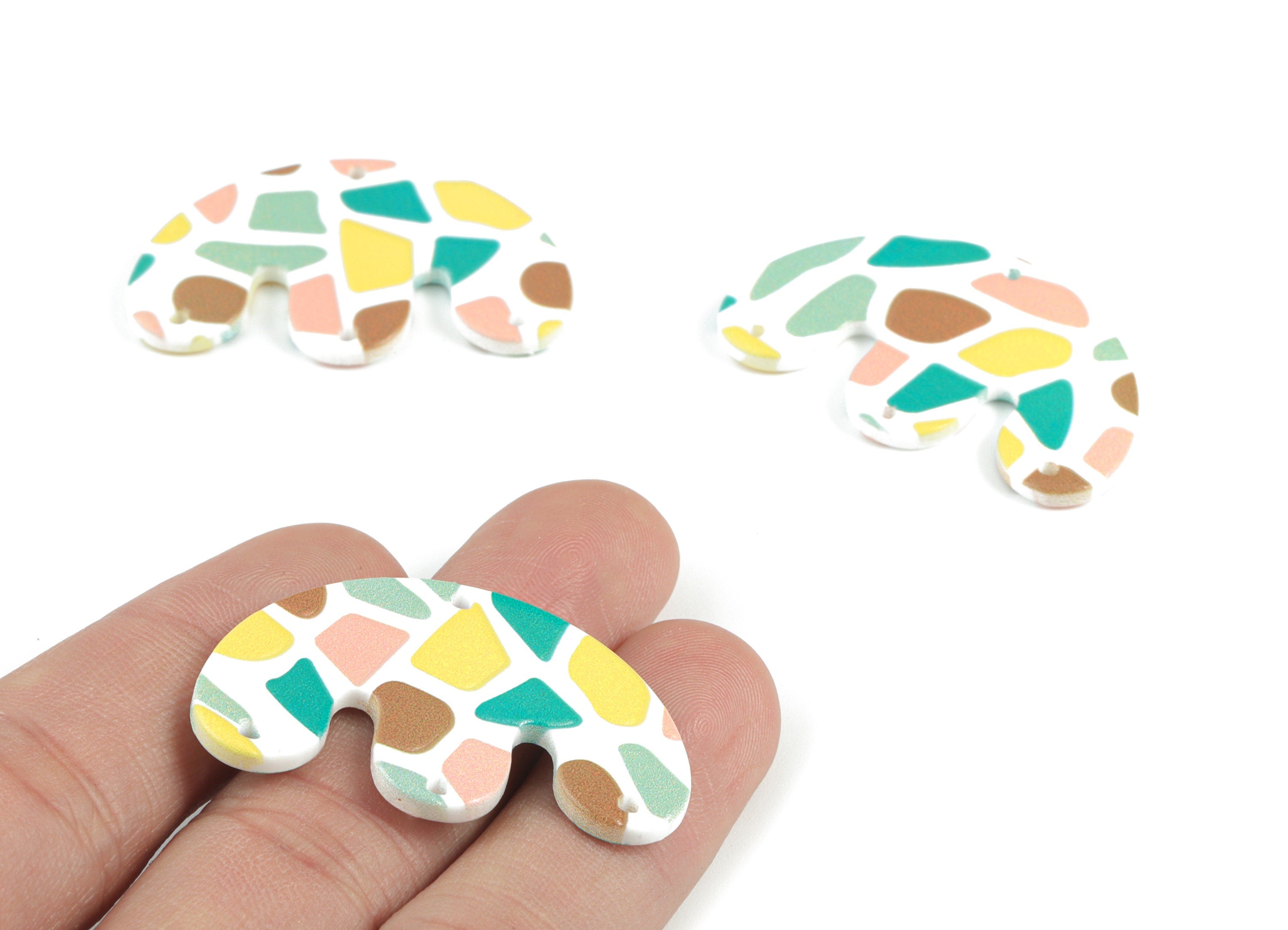 Acrylic Half Moon Earring Connector - Semi Circle Pastel 4 Holes Earring Charms - Jewelry Supplies - 39.82x24.94x2.41mm - AC2092B - DOMEDBAZAAR