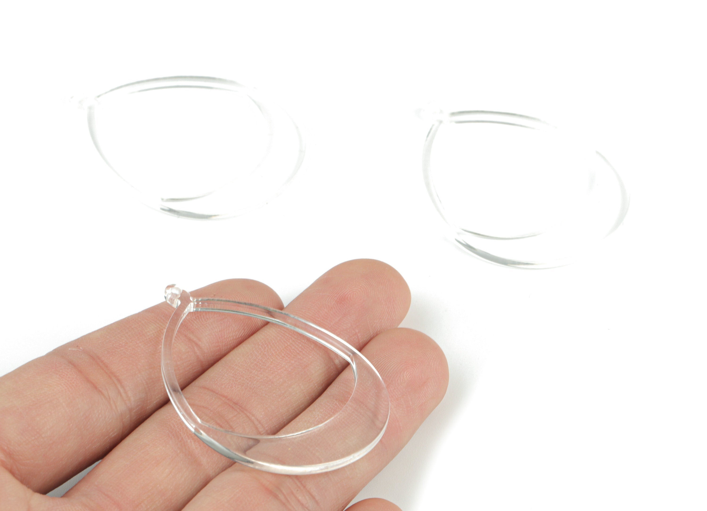 Acrylic Clear Drop Pendant - Acrylic Clear Drop Earring Charms - Jewelry Supplies - Color Code:A63- 49.03x36.02x2.19mm - AC2098-A63 - DOMEDBAZAAR