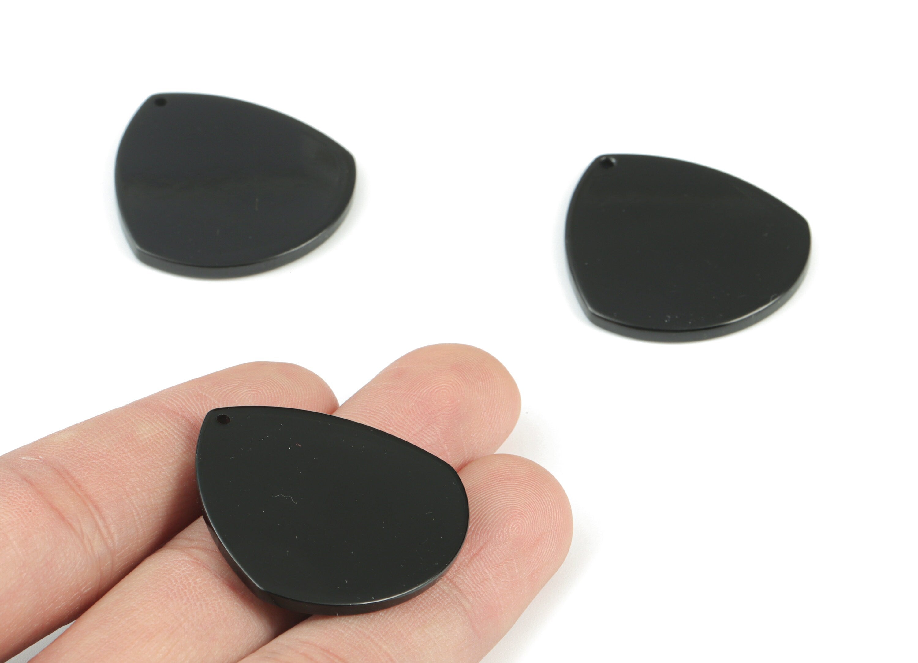 Acrylic Black Drop Pendant - Acrylic Black Drop Earring Charms - Jewellery Supplies - Color Code:A66- 33.87x32.1x1.94mm - AC2100-A66 - DOMEDBAZAAR