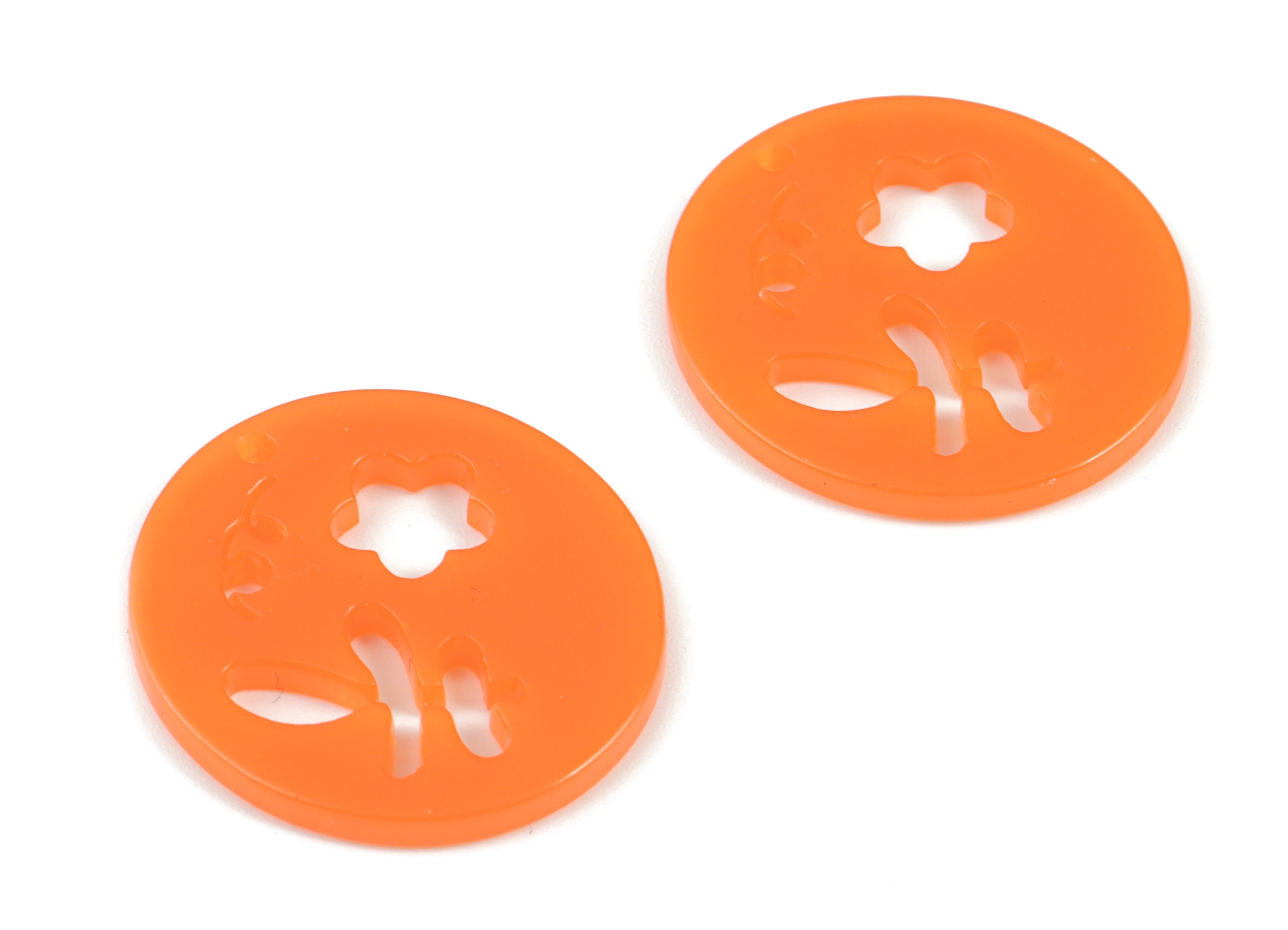 Acrylic Flower Earring Charms - Acrylic Orange Leaf Earring Charms - Jewelry Supplies - Color Code:A532 - 29.93x27.87x2.44mm - AC2139-A532 - DOMEDBAZAAR