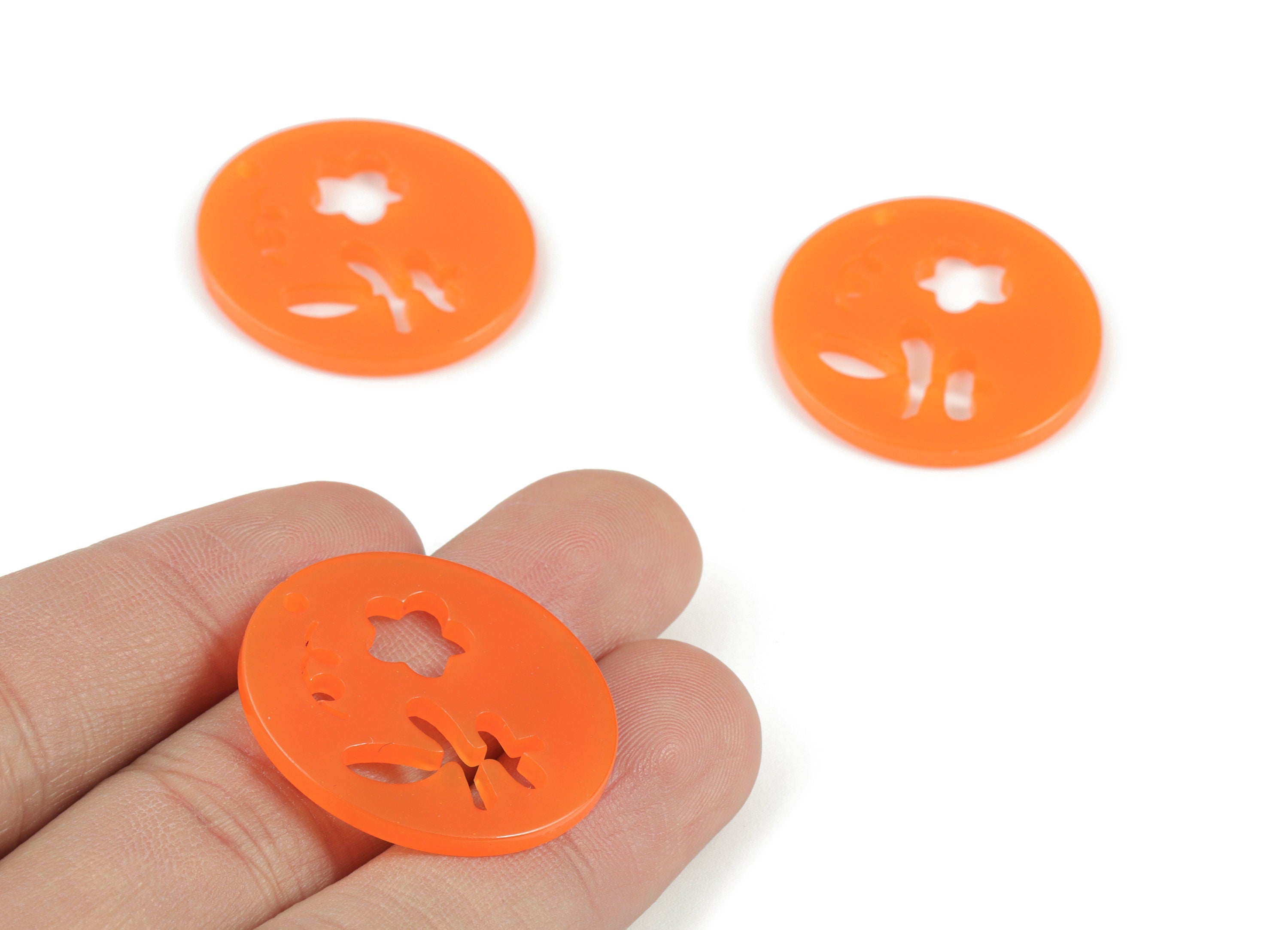 Acrylic Flower Earring Charms - Acrylic Orange Leaf Earring Charms - Jewelry Supplies - Color Code:A532 - 29.93x27.87x2.44mm - AC2139-A532 - DOMEDBAZAAR