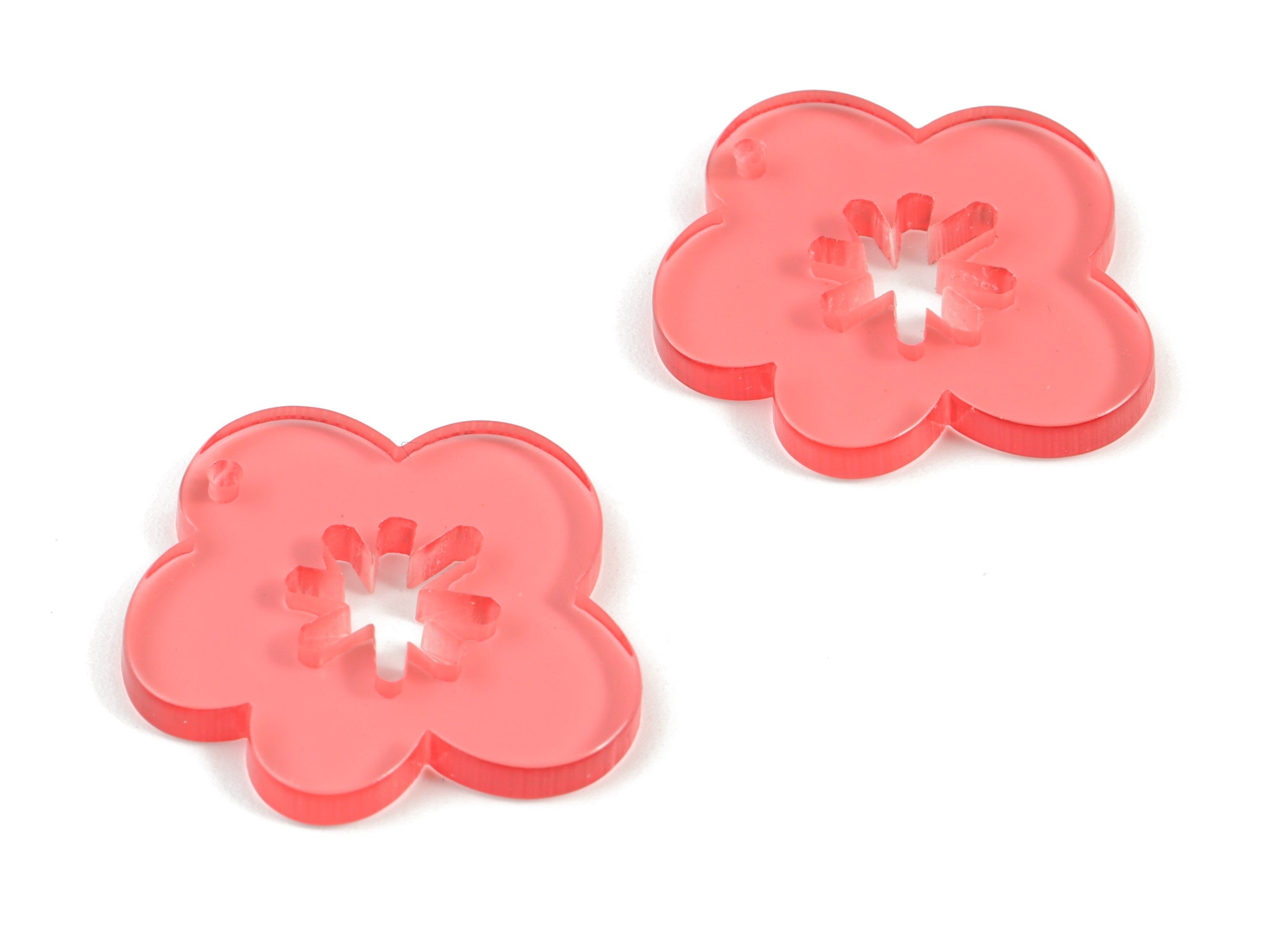 Acrylic Snowflake Flower Earring Charms - Acrylic Pink Flower Earrings - Jewelry Supplies - Color Code:A465- 30.59x28.4x3.06mm - AC2132-A465 - DOMEDBAZAAR