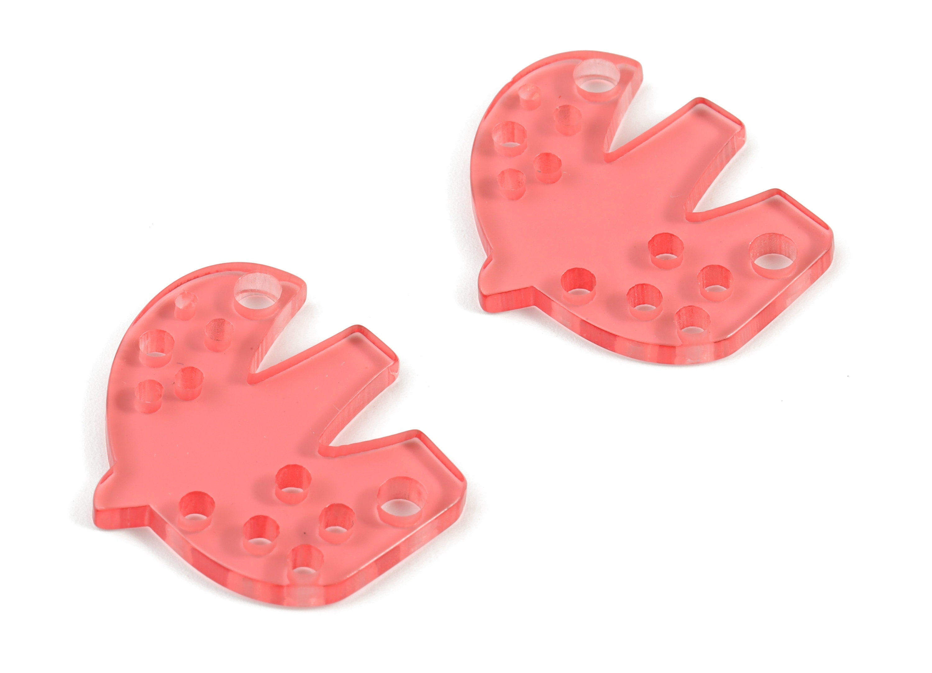 Acrylic Bird Earring Connector - Acrylic Pink Bird Earring Charms - Jewelry Supplies - Color Code:A465- 35.31x29.84x2.77mm - AC2140-A465 - DOMEDBAZAAR