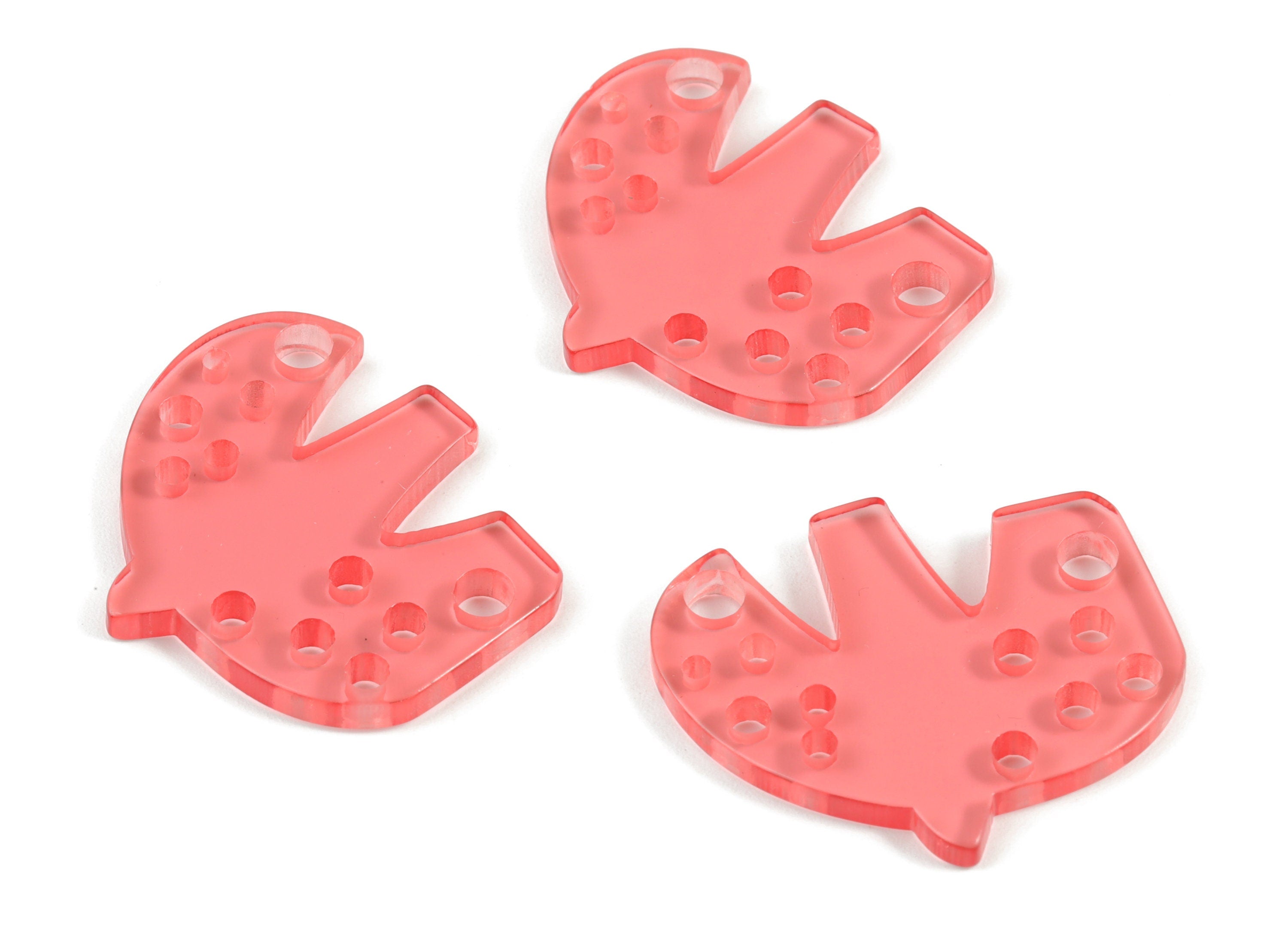 Acrylic Bird Earring Connector - Acrylic Pink Bird Earring Charms - Jewelry Supplies - Color Code:A465- 35.31x29.84x2.77mm - AC2140-A465 - DOMEDBAZAAR