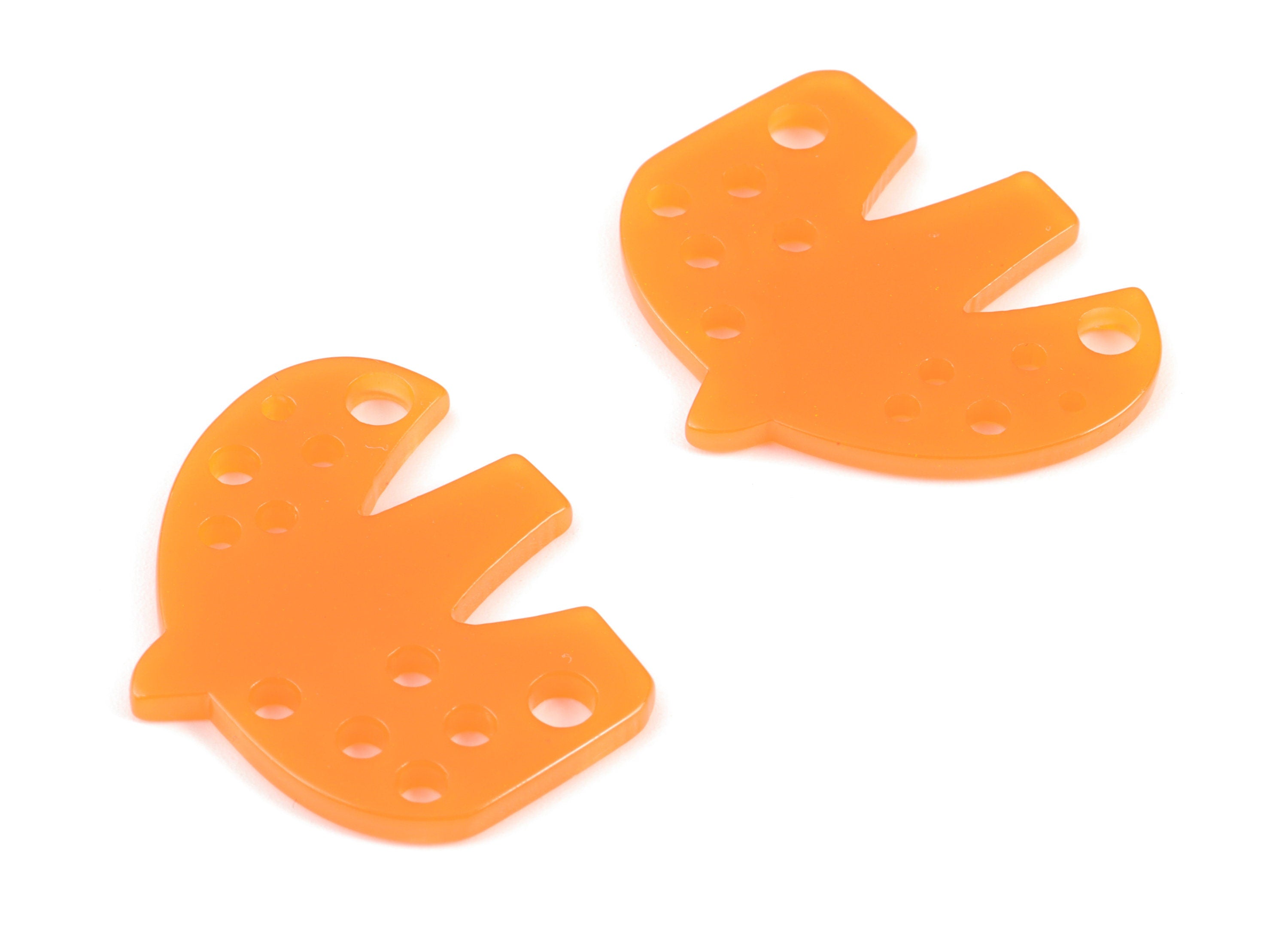 Acrylic Bird Earring Connector - Acrylic Orange Bird Earring Charms - Jewelry Supplies - Color Code:A532- 35.42x29.8x2.27mm - AC2140-A532 - DOMEDBAZAAR