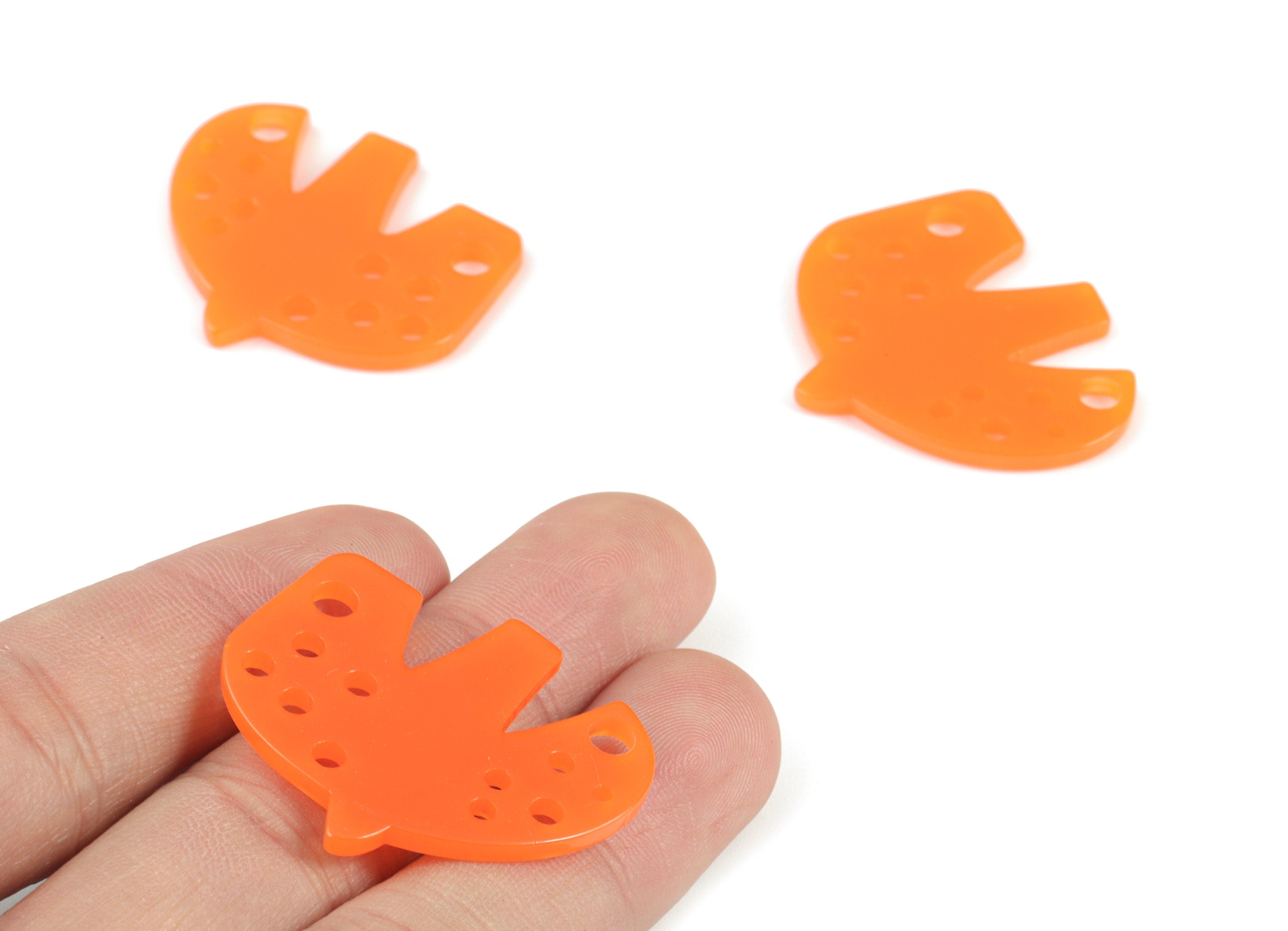 Acrylic Bird Earring Connector - Acrylic Orange Bird Earring Charms - Jewelry Supplies - Color Code:A532- 35.42x29.8x2.27mm - AC2140-A532 - DOMEDBAZAAR