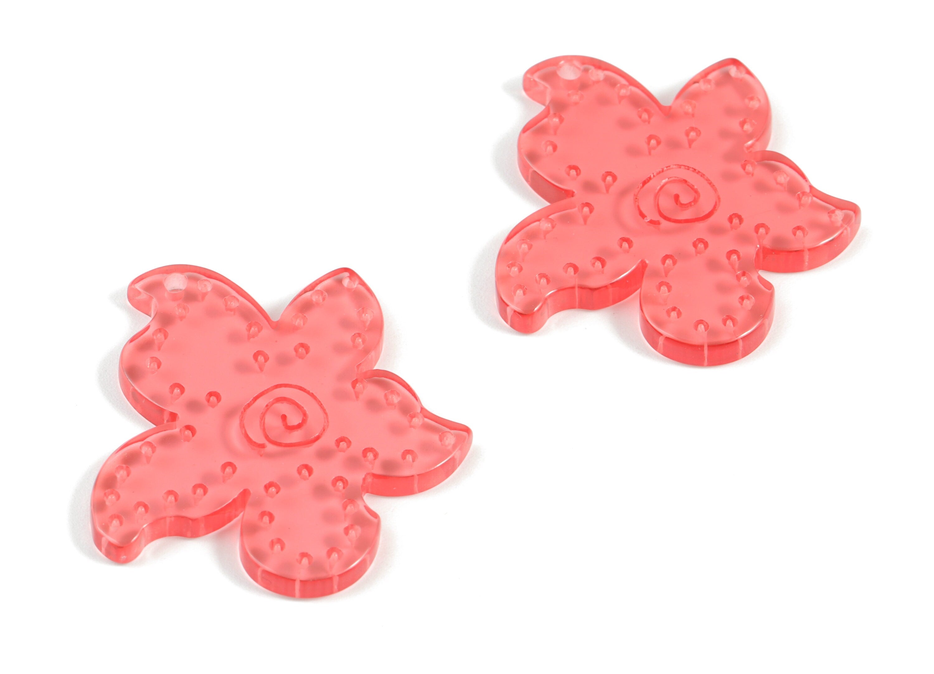 Bead door window curtain - Acrylic Red Flower wind bell chimes - Circle Earring Charms - Color Code:A465- 37.87x34.42x2.71mm - AC2133-A465 - DOMEDBAZAAR