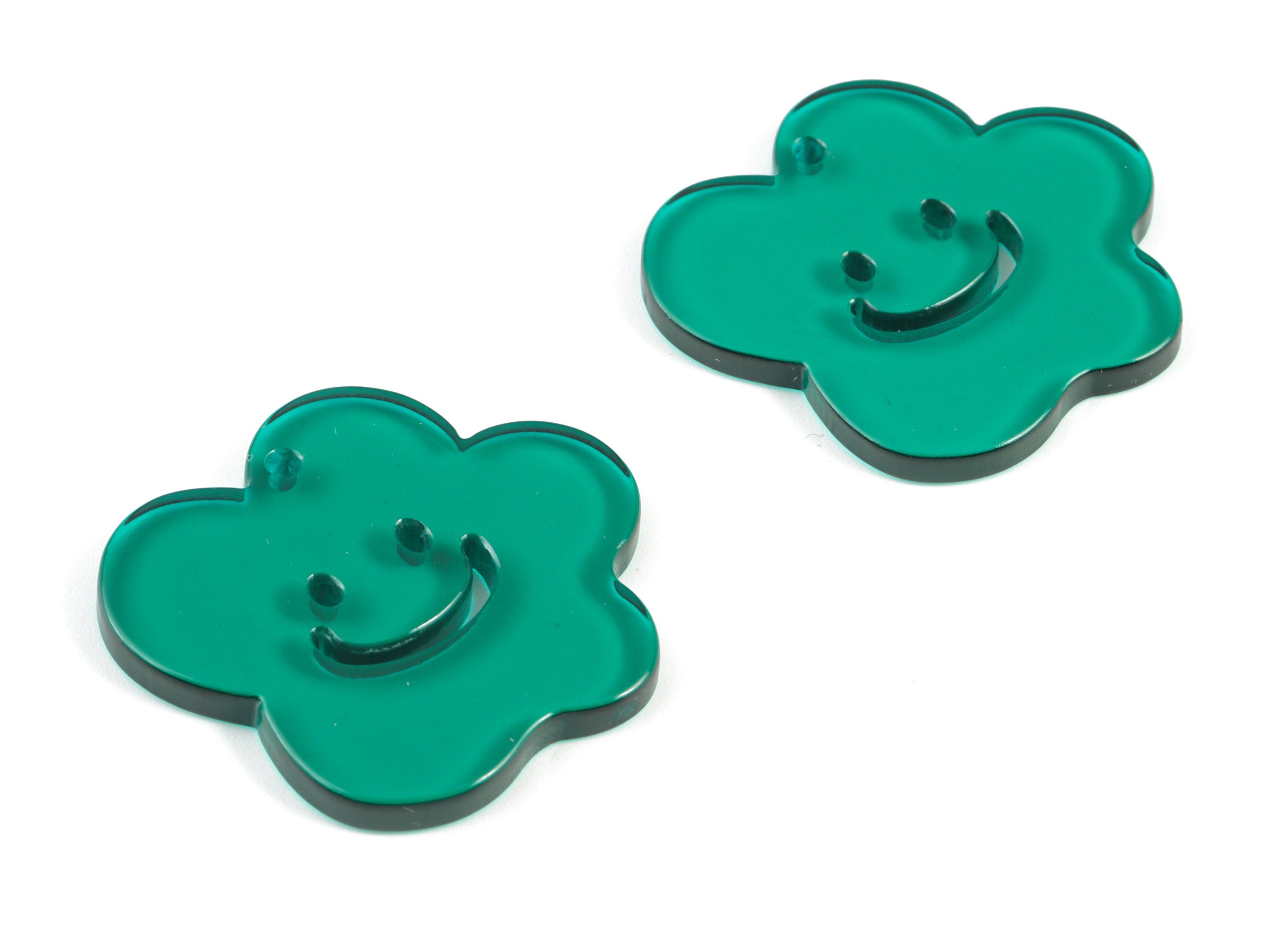 Bead door window curtain - Acrylic Smiley Flower wind bell chimes - Green Leaf Earring Charms - Color Code:A463- 33x30x3mm - AC2137-A463 - DOMEDBAZAAR