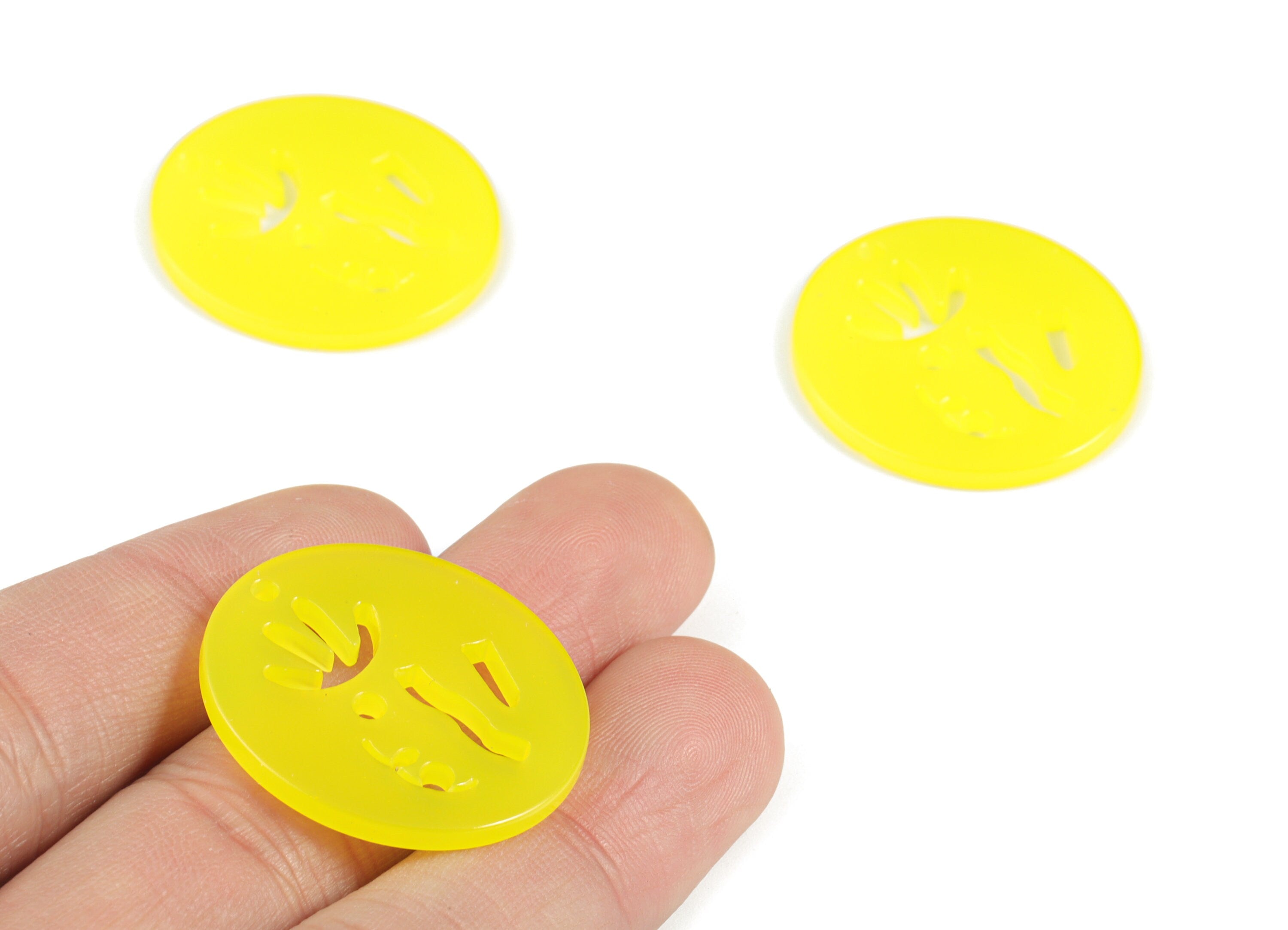 Bead door window curtain - Acrylic Yellow Round wind bell chimes - Circle Earring Charms - Color Code:A533- 29.8x27.75x2.27mm - AC2135-A533 - DOMEDBAZAAR