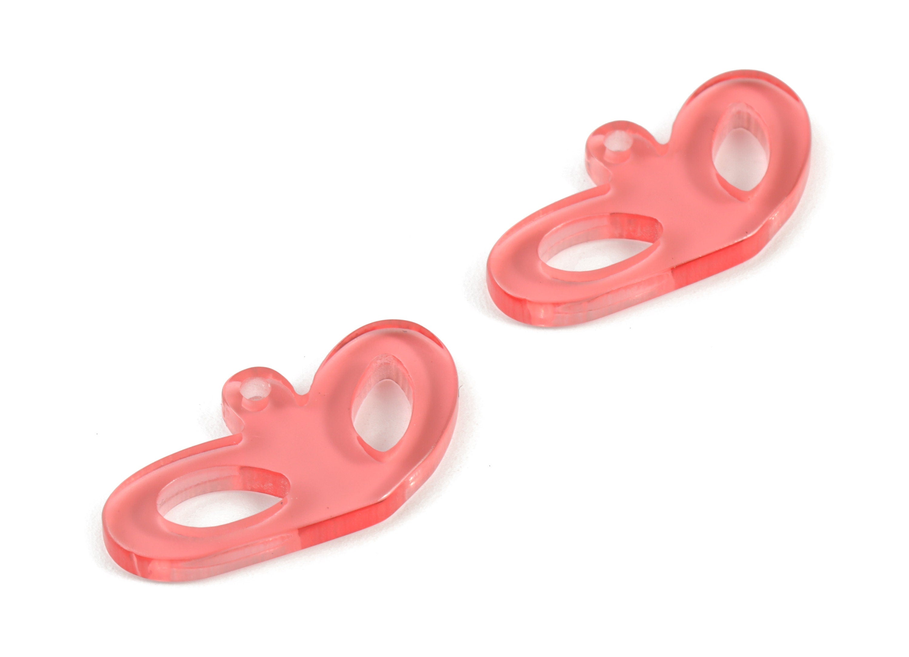 Acrylic Heart Pendant - Pink Acrylic Heart Earrings - Earring Finding - Jewelry Supplies - Color Code:A465- 25.89x13.38x2.65mm - AC2141-A465 - DOMEDBAZAAR