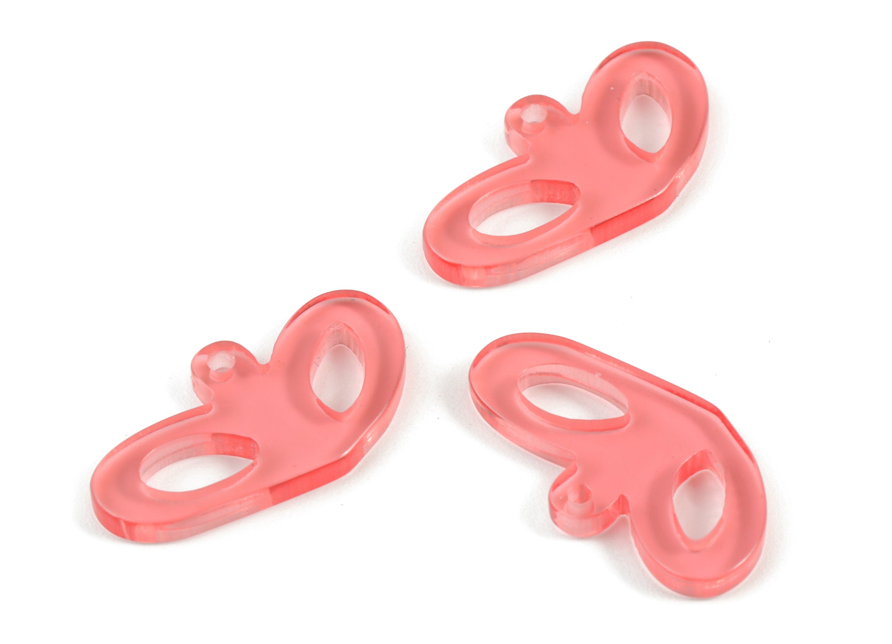 Acrylic Heart Pendant - Pink Acrylic Heart Earrings - Earring Finding - Jewelry Supplies - Color Code:A465- 25.89x13.38x2.65mm - AC2141-A465 - DOMEDBAZAAR