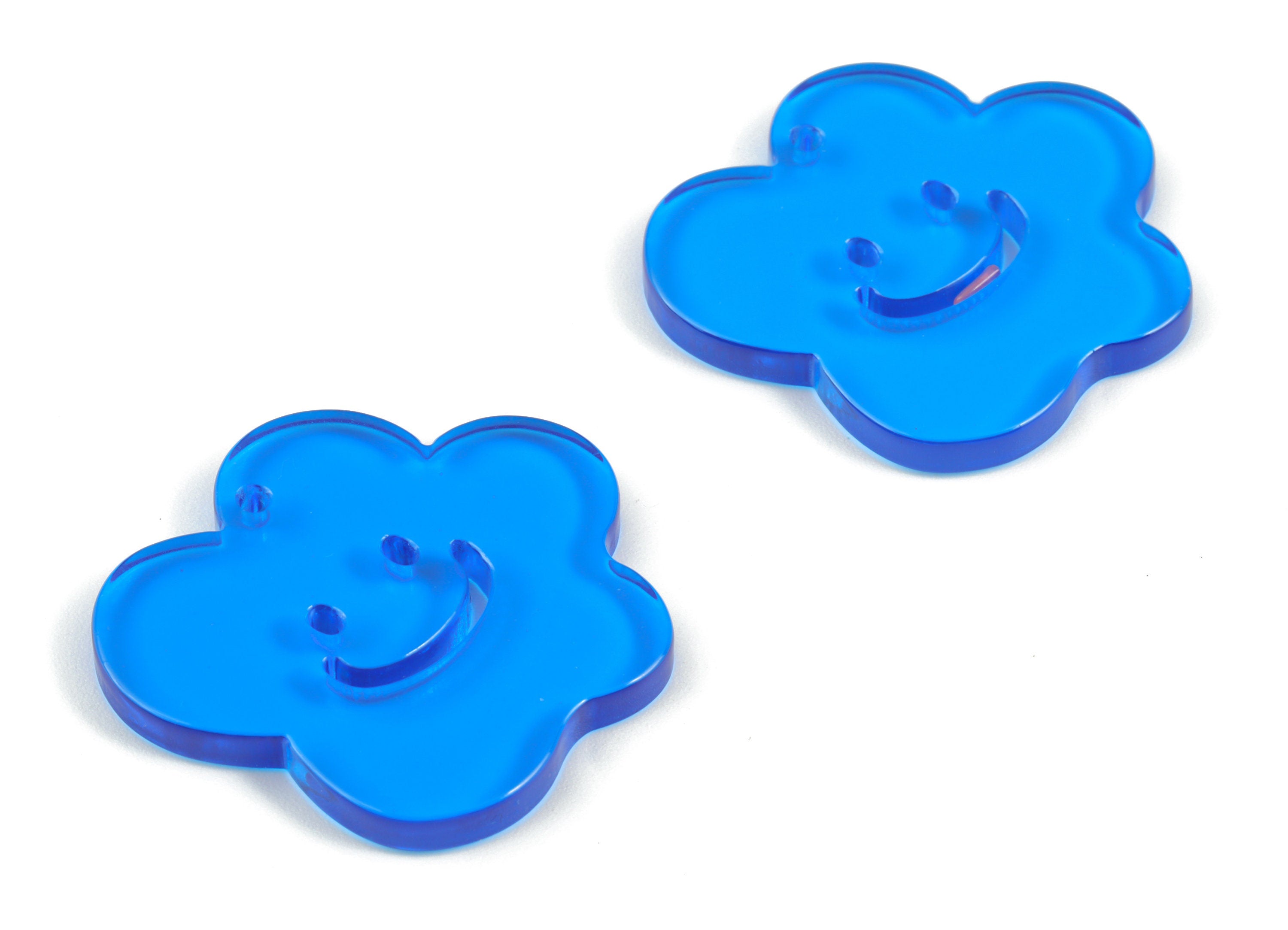 Bead door window curtain - Acrylic Smiley Flower wind bell chimes - Blue Leaf Earring Charms - Color Code:A464- 33x31x3mm - AC2137-A464 - DOMEDBAZAAR