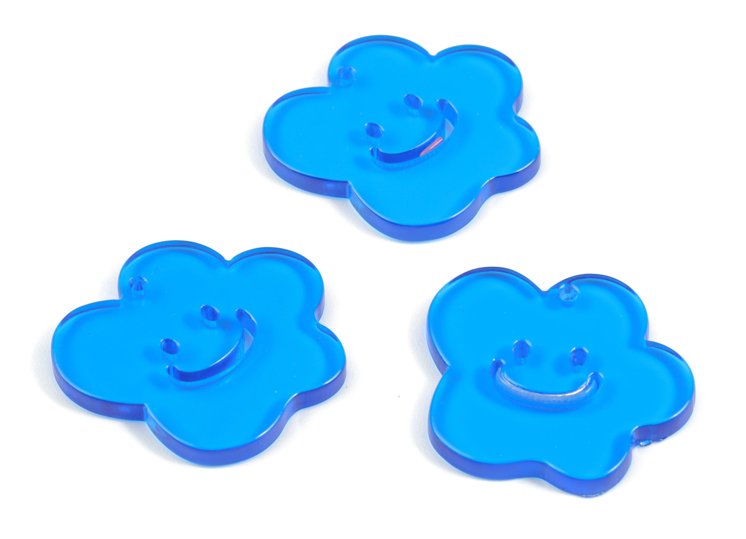 Bead door window curtain - Acrylic Smiley Flower wind bell chimes - Blue Leaf Earring Charms - Color Code:A464- 33x31x3mm - AC2137-A464 - DOMEDBAZAAR